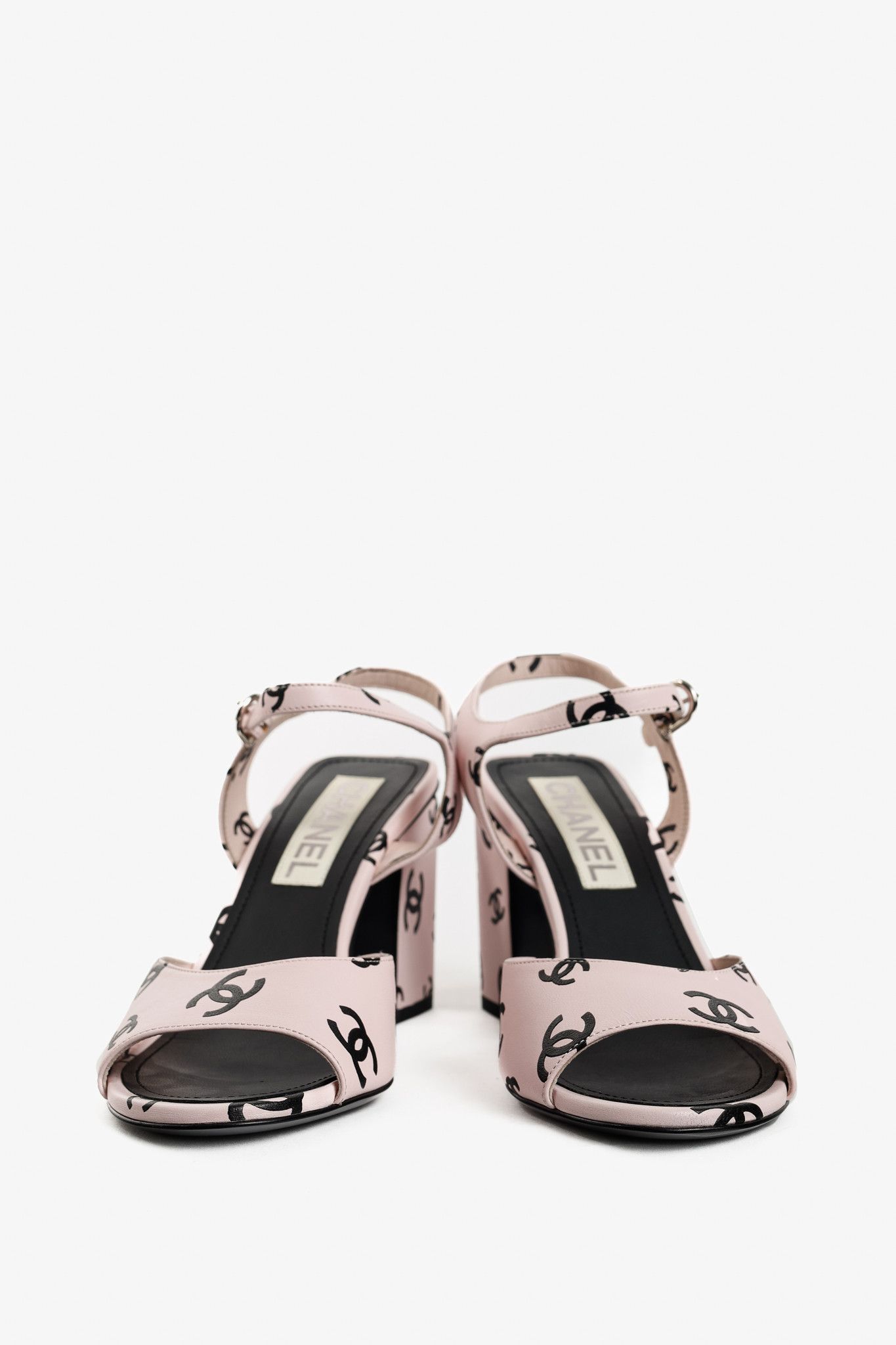 Chanel Chanel 22S Light Pink CC-Print Leather Sandals Size US 8 / IT 38 - 2 Thumbnail