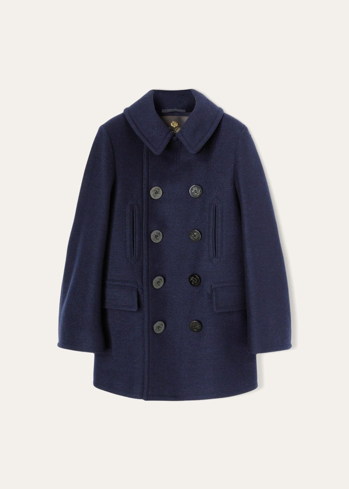 o1srvl11e1124 Double-Breasted Peacoat in Navy Blue