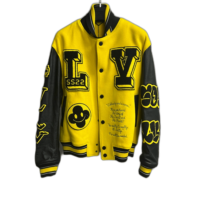 Louis Vuitton Yellow Logo Embroidered Baseball Jacket Size US L / EU 52-54 / 3 - 1 Thumbnail