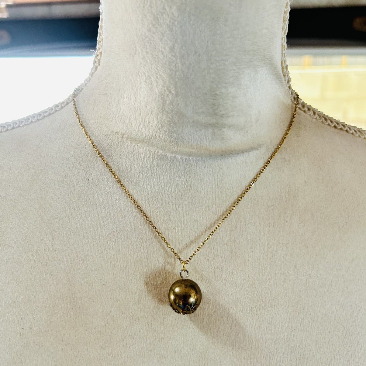 Handmade Handcrafted vintage bead capped gold metal ball necklace Size ONE SIZE - 1 Thumbnail
