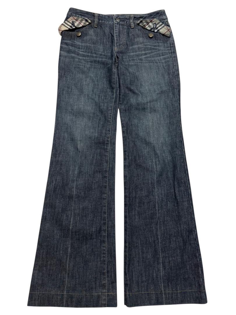 Burberry 💥FLARE💥BURBERY LONDON STONE WASHED DARK JEANS BAGGY FLARE Size US 27 - 1 Thumbnail