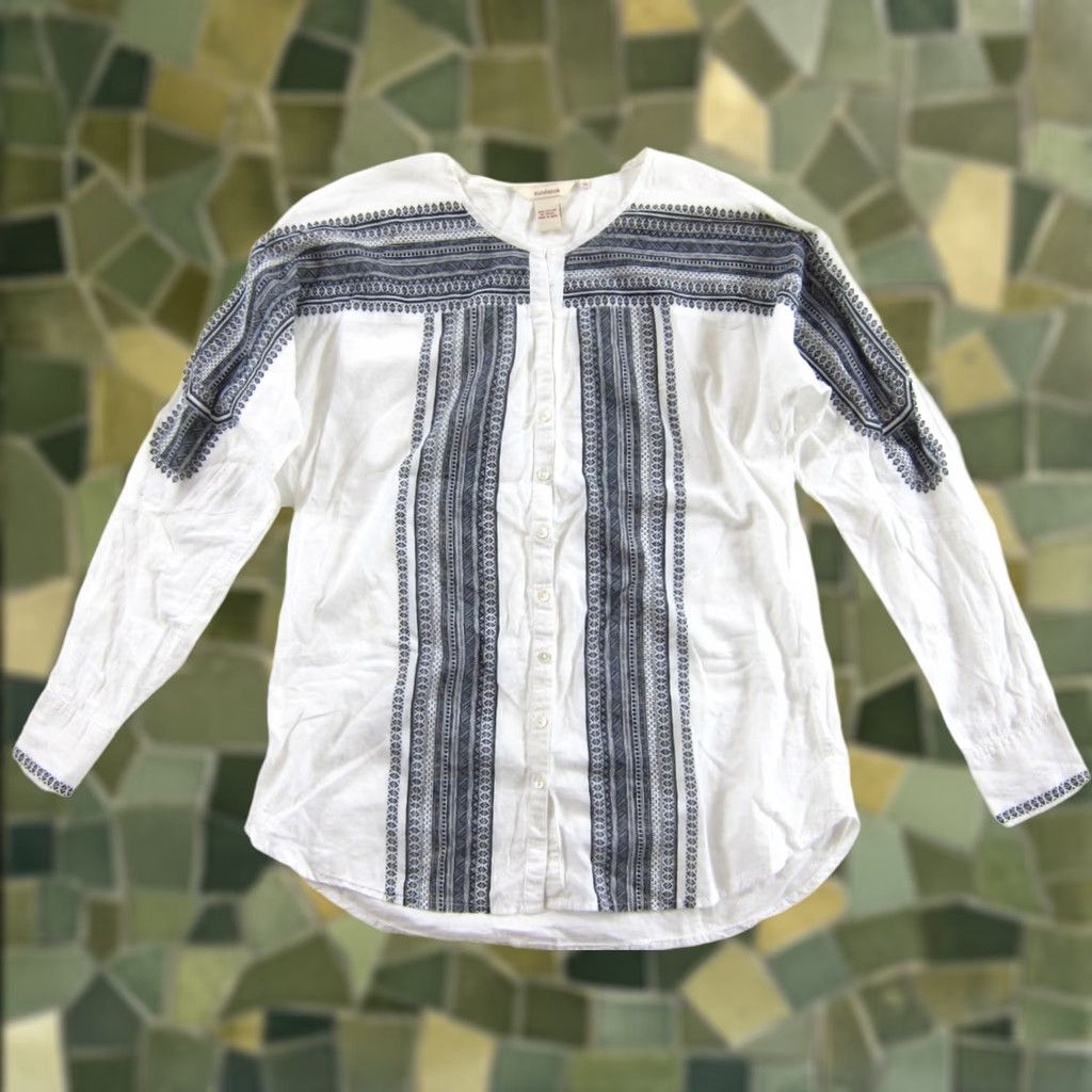 Vintage Sundance Blouse Shirt 100% Cotton White Button Down Long Sleeve Tunic 12 Womens Size XL / US 12-14 / IT 48-50 - 1 Thumbnail