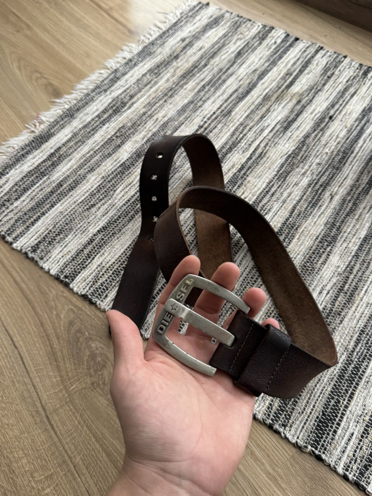 Diesel Diesel Vintage Metal Logo Leather Brown Mens Belt 34-36 Size 34 - 2 Thumbnail