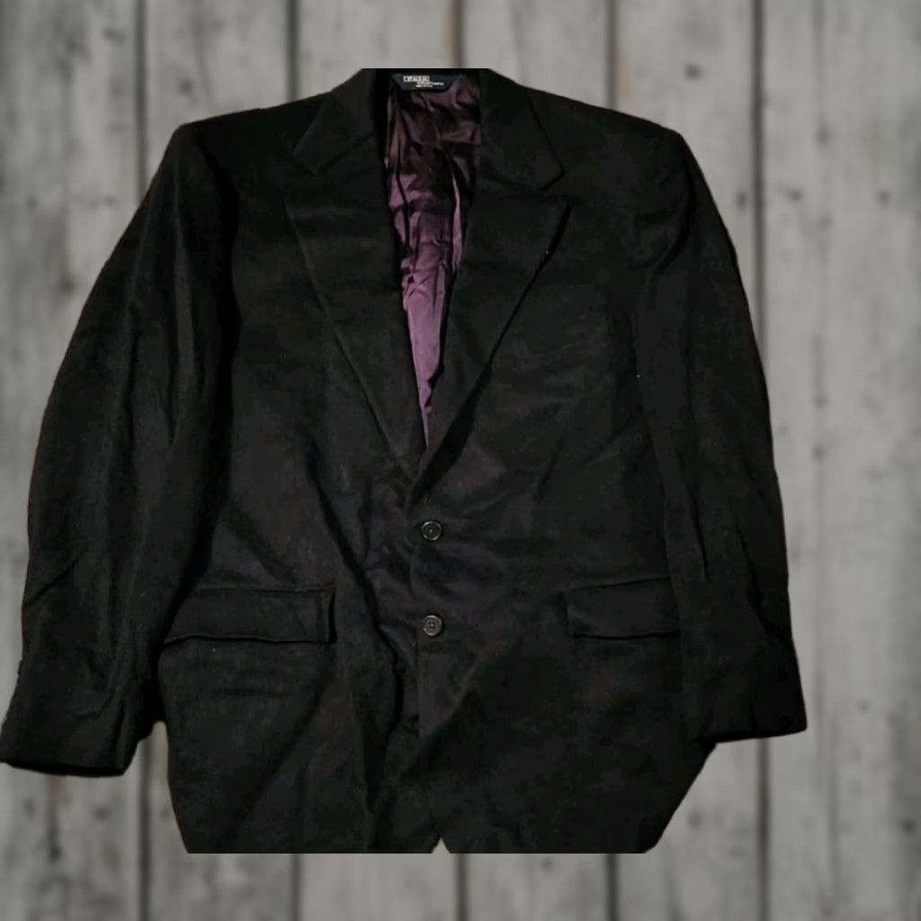 Polo Ralph Lauren VINTAGE Polo Ralph Lauren Blazer 44L Men Camel Hair Black USA Made Two-Button Jacket Coat Regular Fit Size US XXL / EU 58 / 5 - 1 Thumbnail