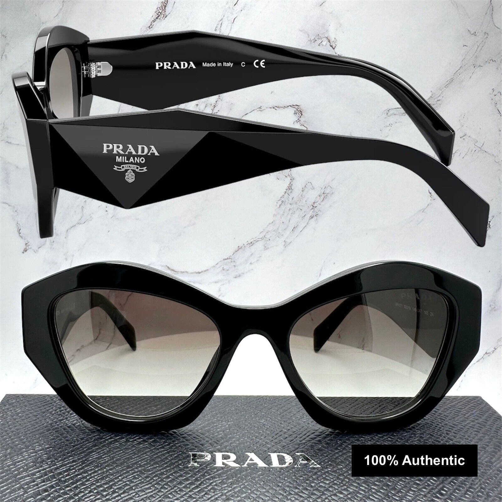 image of Prada Sunglasses Black Silver Symbole Logo Square Cat Eye, Women's
