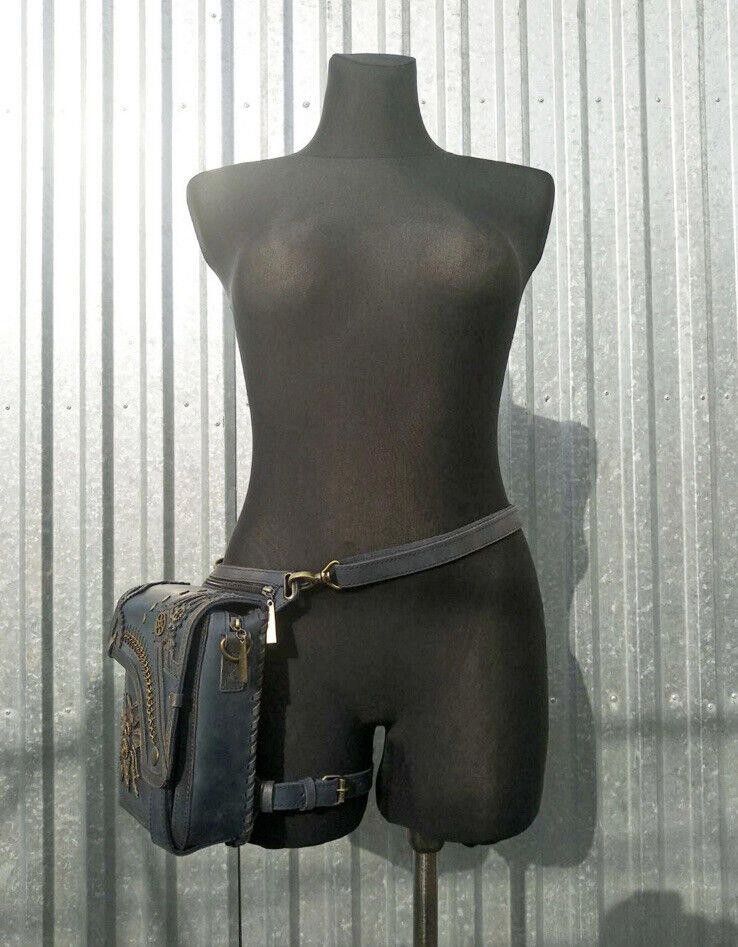 Designer Handmade Burning Man Belt Waist Hip Leg Steampunk Biker Bag Size ONE SIZE - 9 Thumbnail