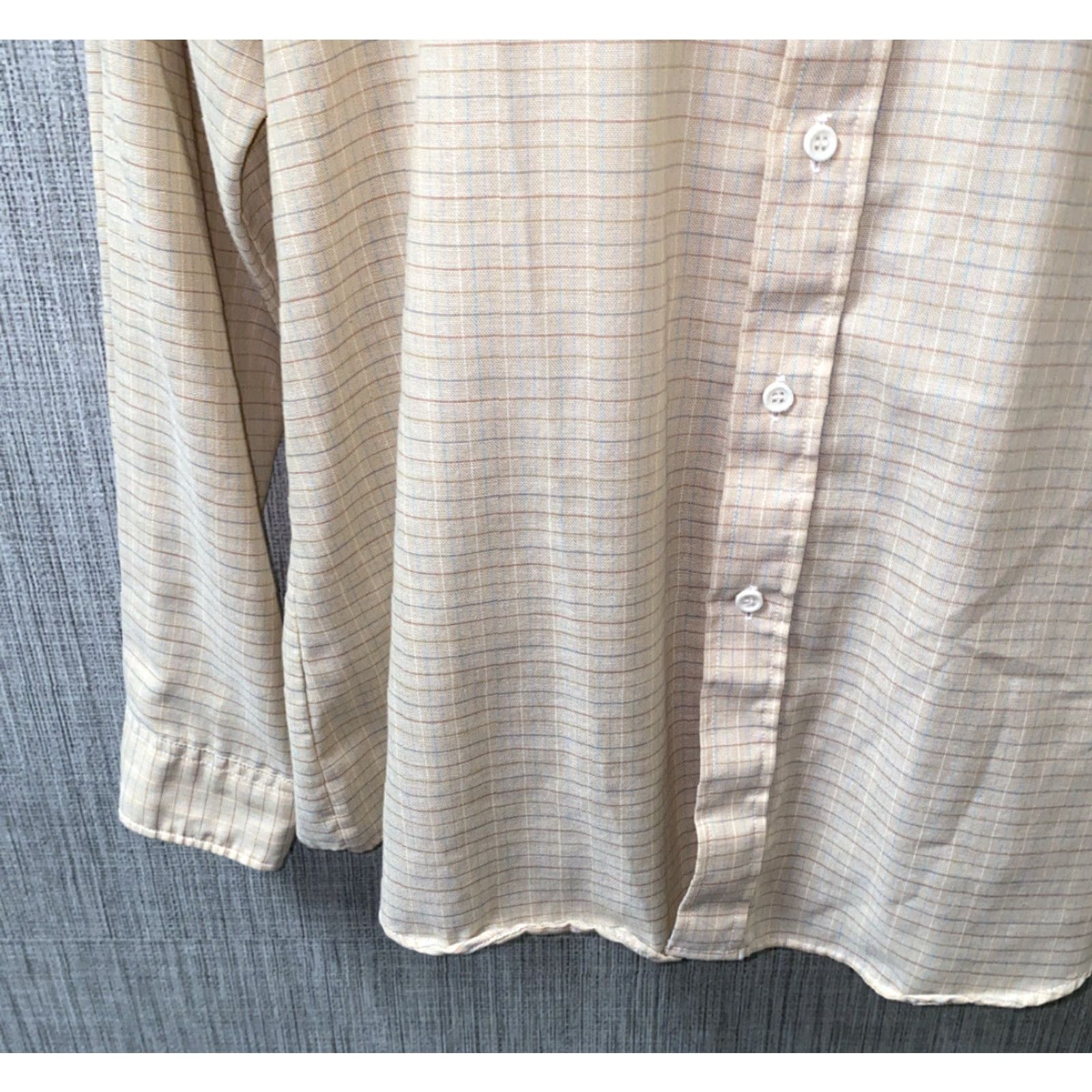 Vintage BonHomme Shirt Long Sleeve Mens Beige Checkered XL Button-Up Casual Cotton/Polyester Shirt Size XL Size US XL / EU 56 / 4 - 4 Thumbnail