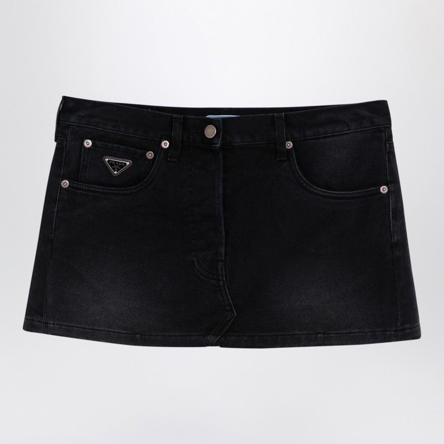 Prada o1d2blof0924 Denim Mini Skirts in Black Size 27" / US 4 / IT 40 - 1 Thumbnail