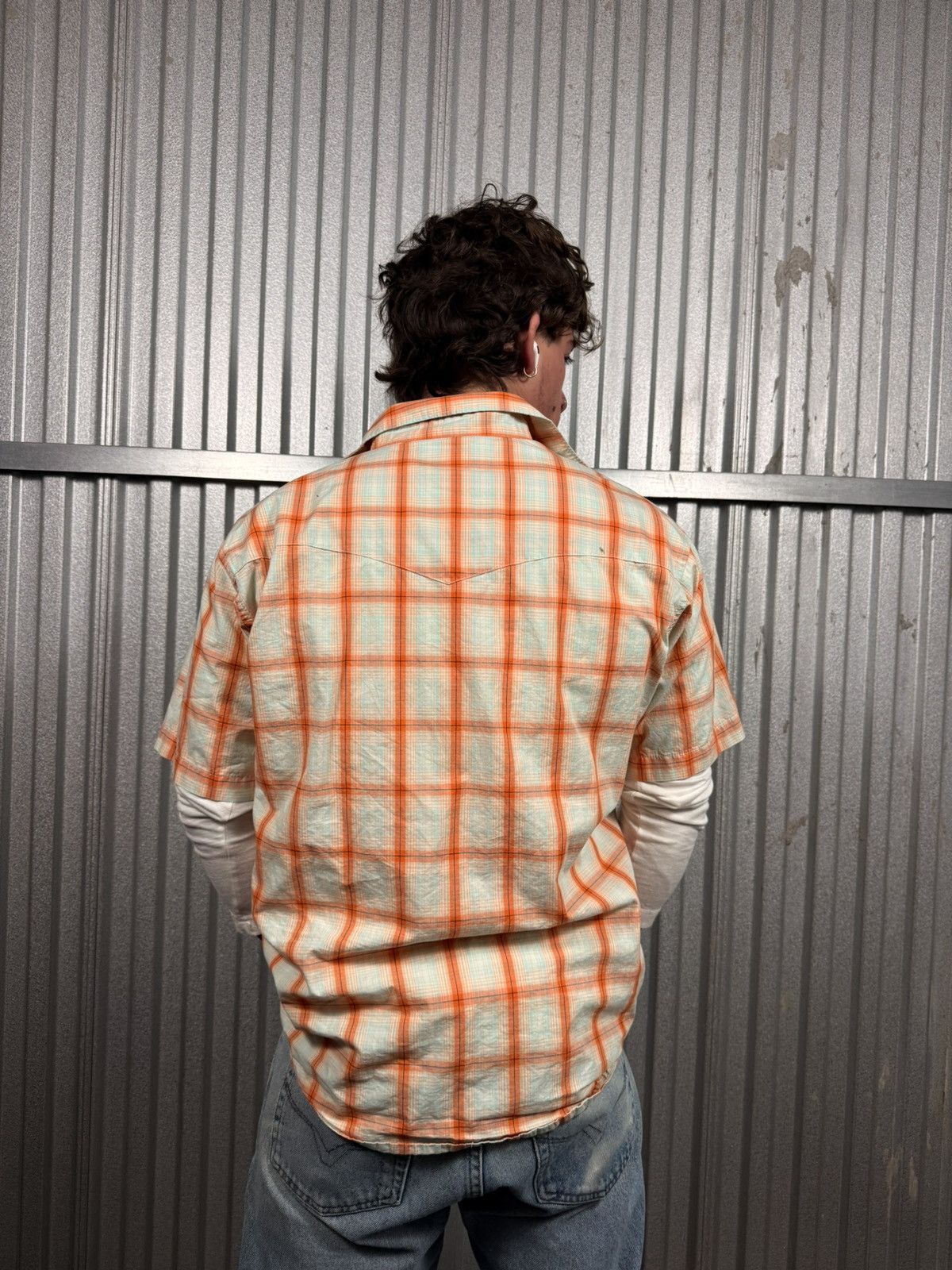Wrangler Vintage Wrangler Short Sleeve Orange Plaid Western Shirt Size US L / EU 52-54 / 3 - 3 Thumbnail