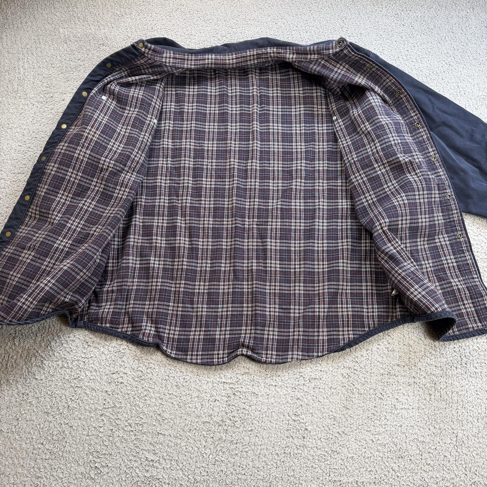 Carhartt Carhartt Lined Work Shirt Jacket XL Blue Canvas Snap Button Size US XL / EU 56 / 4 - 5 Thumbnail