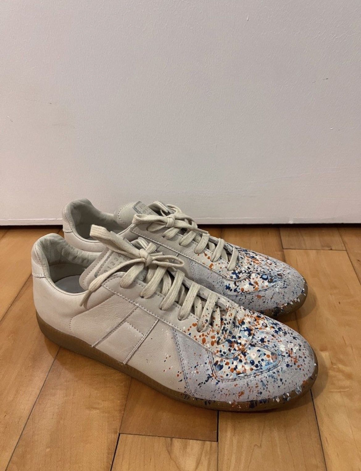 Pre-owned Maison Margiela Splash Paint “replica” Sneakers - Size 42 In Grey
