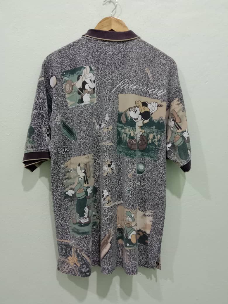 Cartoon Network × Vintage VINTAGE DISNEY MICKEY MOUSE OVERPRINT COLLAR TEES Size US XL / EU 56 / 4 - 2 Thumbnail