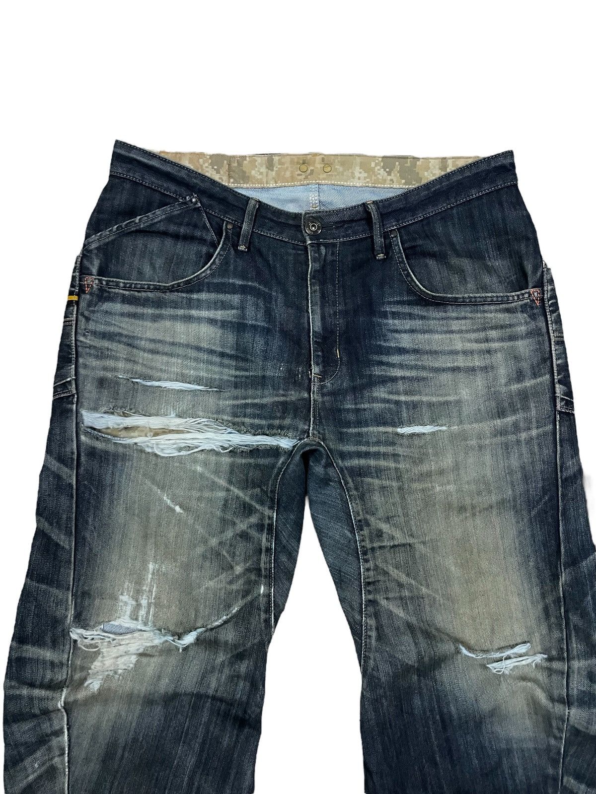 Edwin Vtg Edwin E-Function Mud Wash Camo Lining Ripped Baggy Jeans Size US 36 / EU 52 - 4 Thumbnail