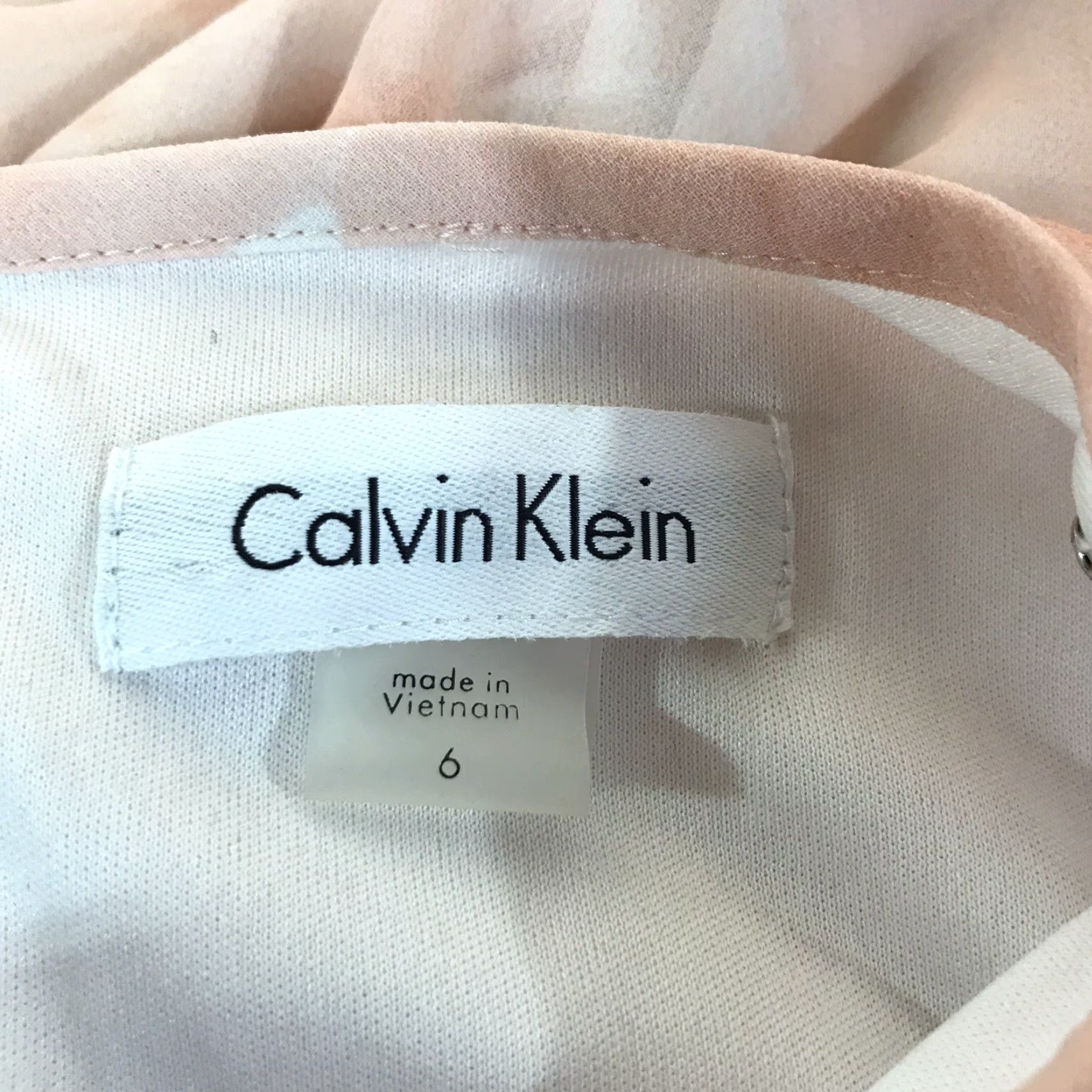 Calvin Klein Calvin Klein Floral Sleeveless Knee Length Dress Womens Size 6 White Peach Spring Summer Chiffon Button A-Line Size M / US 6-8 / IT 42-44 - 3 Thumbnail