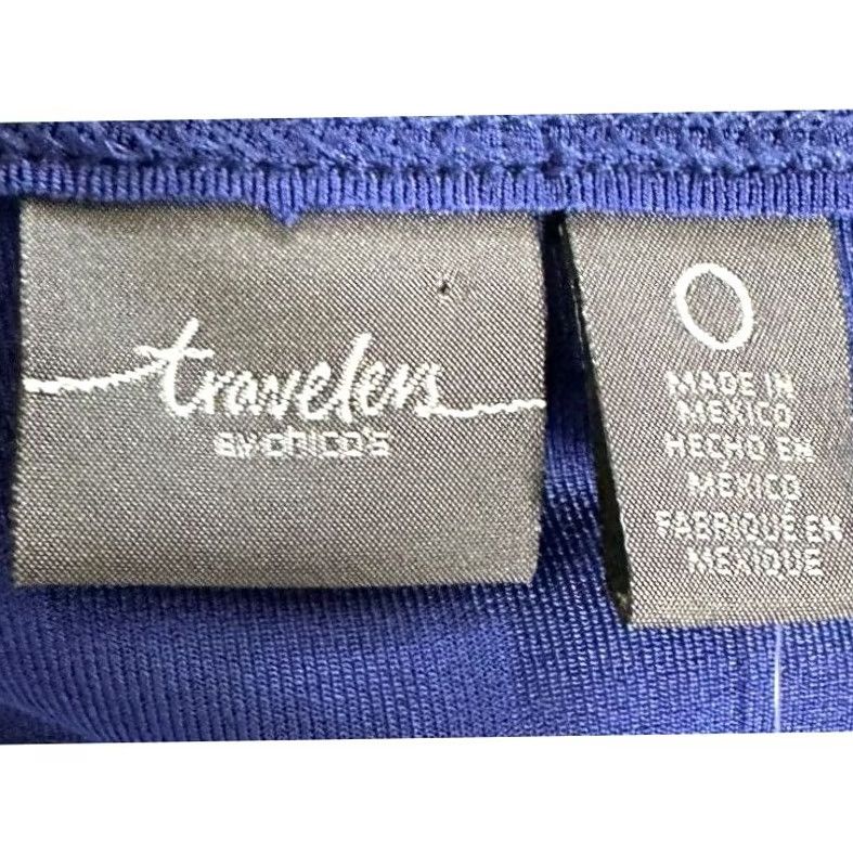 Vintage VINTAGE Chicos Shirt Womens 0 Blue Travelers Fabric Mix Top 3/4 Sleeve Blouse Ladies NEW Size XS / US 0-2 / IT 36-38 - 3 Thumbnail