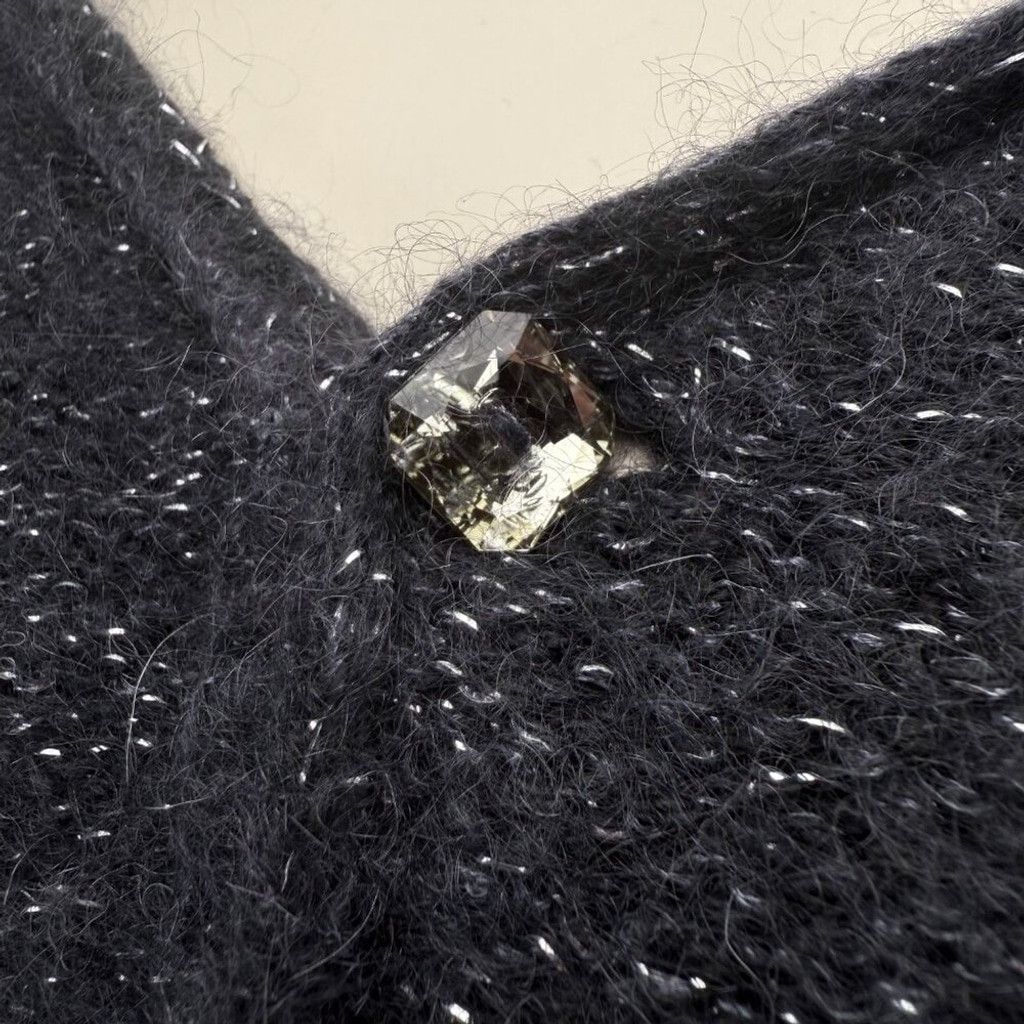 The Unbranded Brand SOFT Mohair Alpaca Shiny Cropped Knit Charcoal Cardigan XS Size XXS / US 00 / IT 34 - 3 Thumbnail