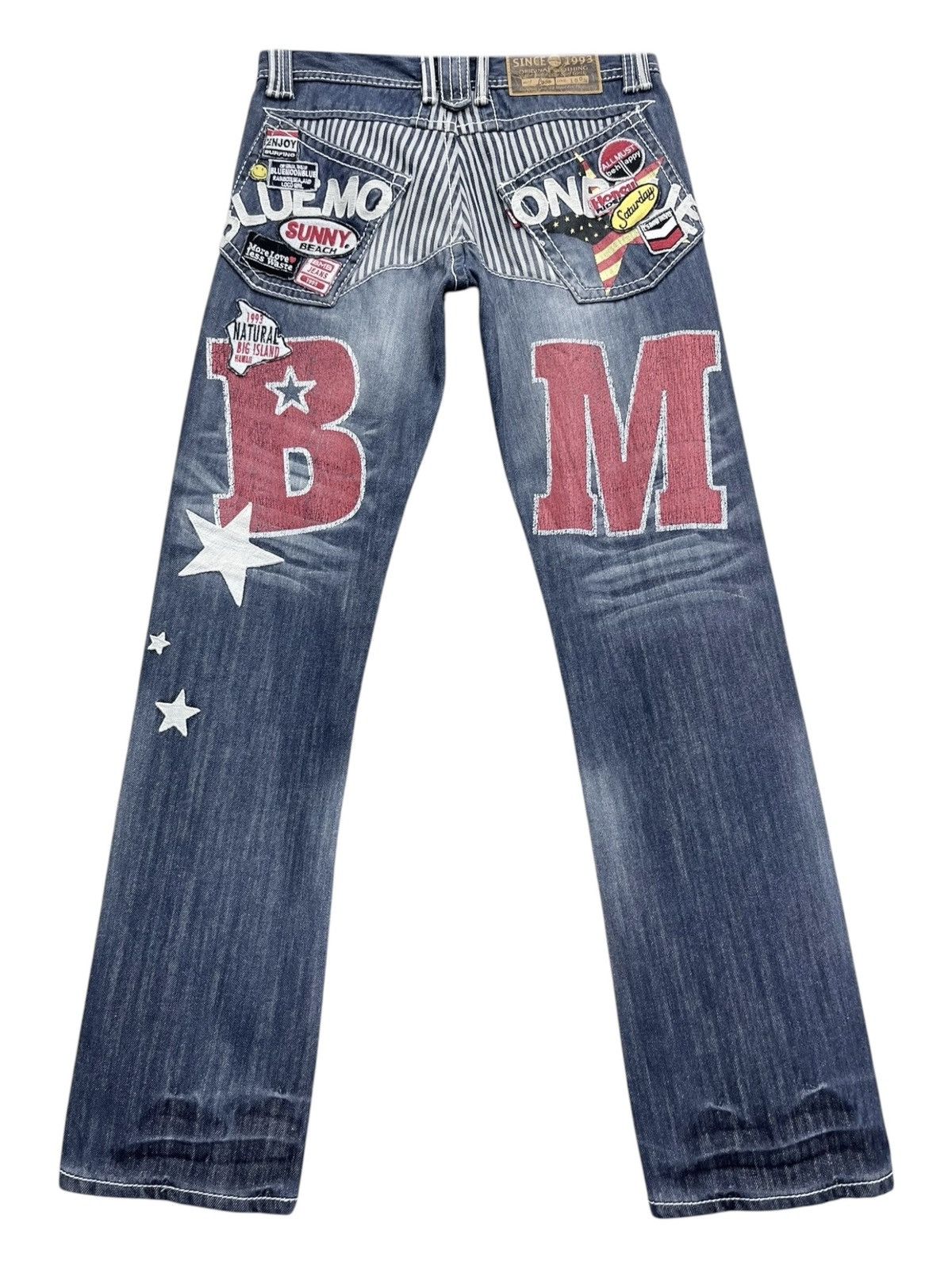 Japan Blue 💥 RARE🌛BMB Embroidery Patches Big Print Daicock Style Surf Size 29" - 5 Thumbnail