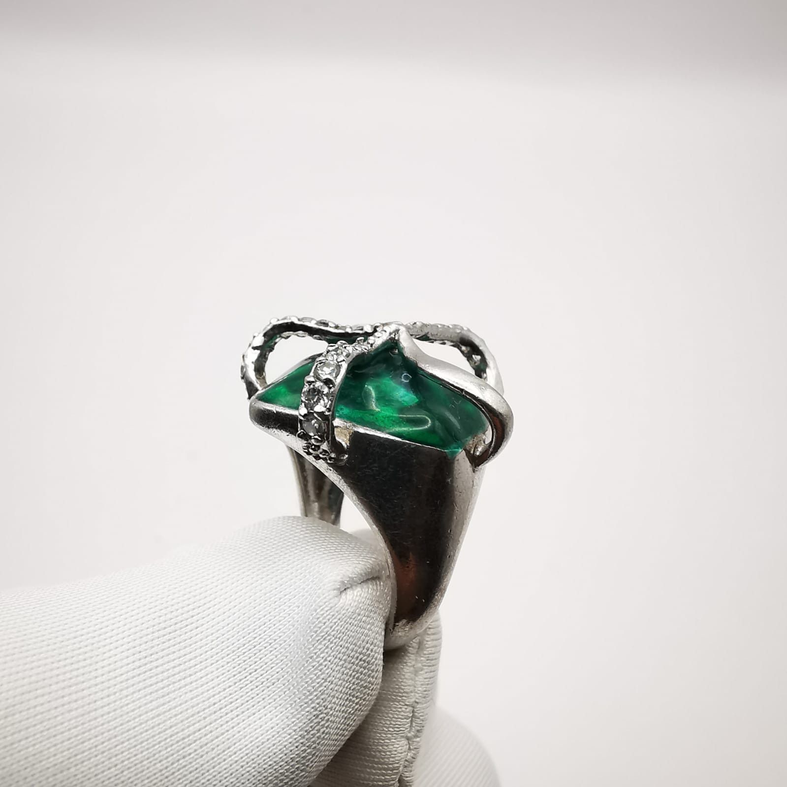 Sterling Silver Vintage 925 Sterling Silver Ring with Cubic Zirconia 8,2 g Size ONE SIZE - 5 Thumbnail