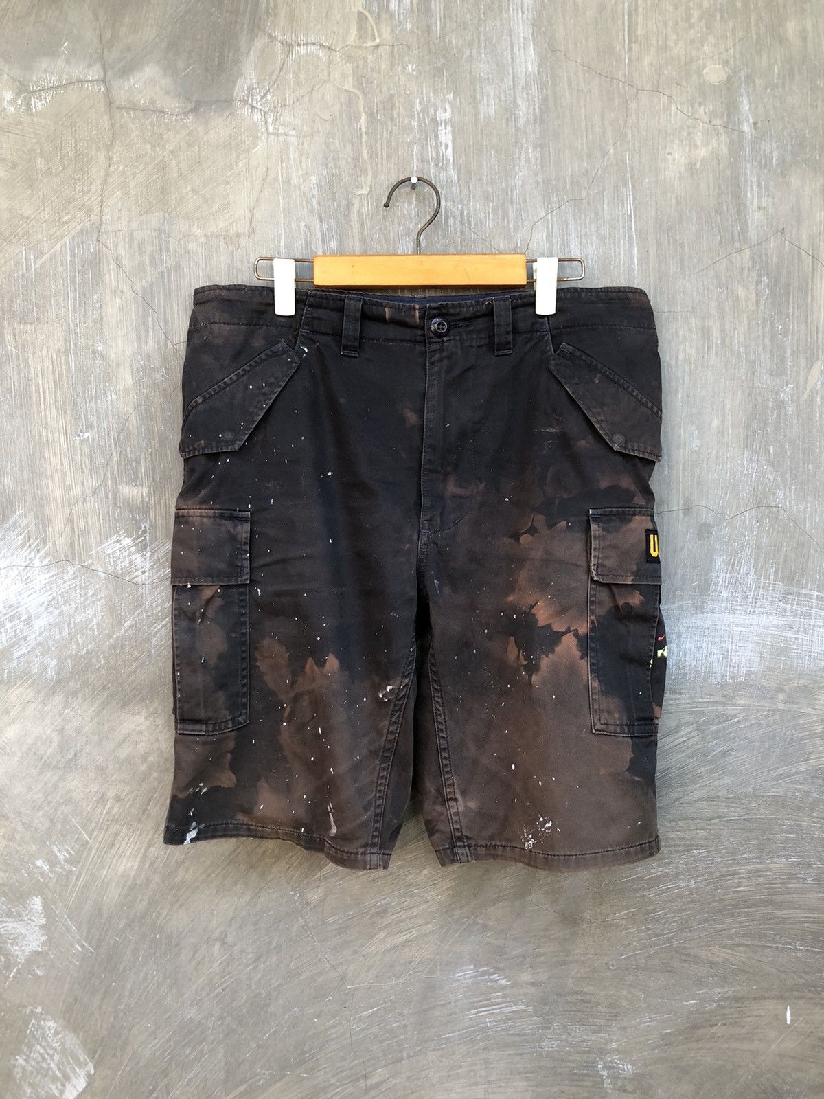Thrashed BAPE URSUS Paint Splatter Short Cargo Pants