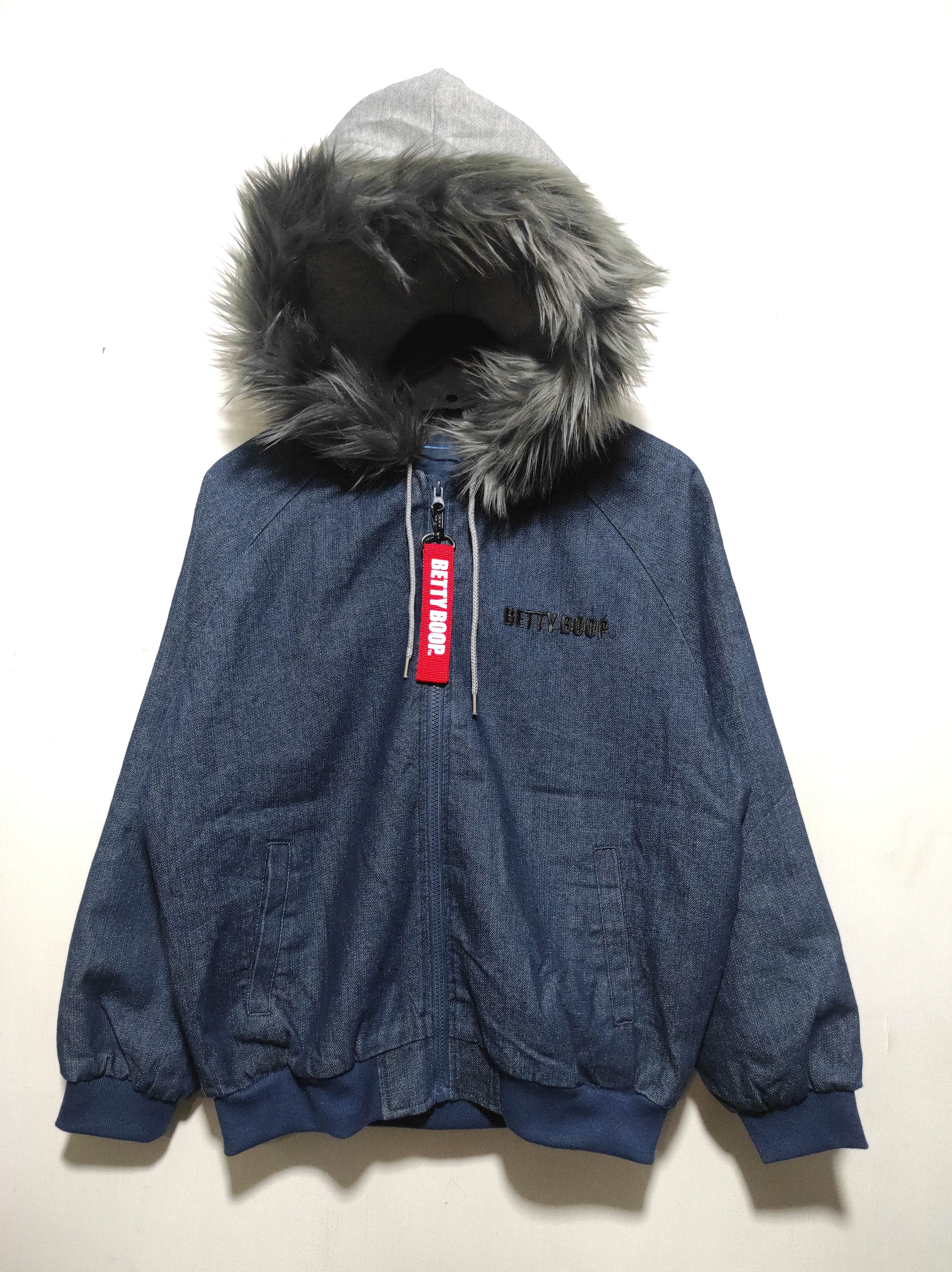 Anime Denifits x Betty boop Bomber Denim Zip Fur Hoodie Jacket Size US M / EU 48-50 / 2 - 2 Thumbnail