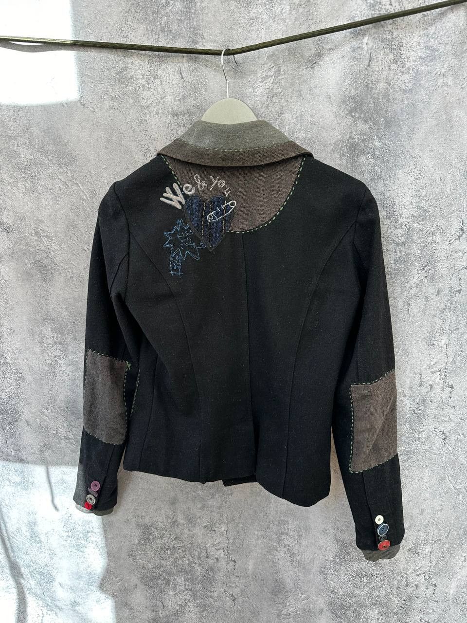 Desigual × Vintage Desigual Patchwork Wool Blazer with Graphic Lining Size XS / US 0-2 / IT 36-38 - 3 Thumbnail