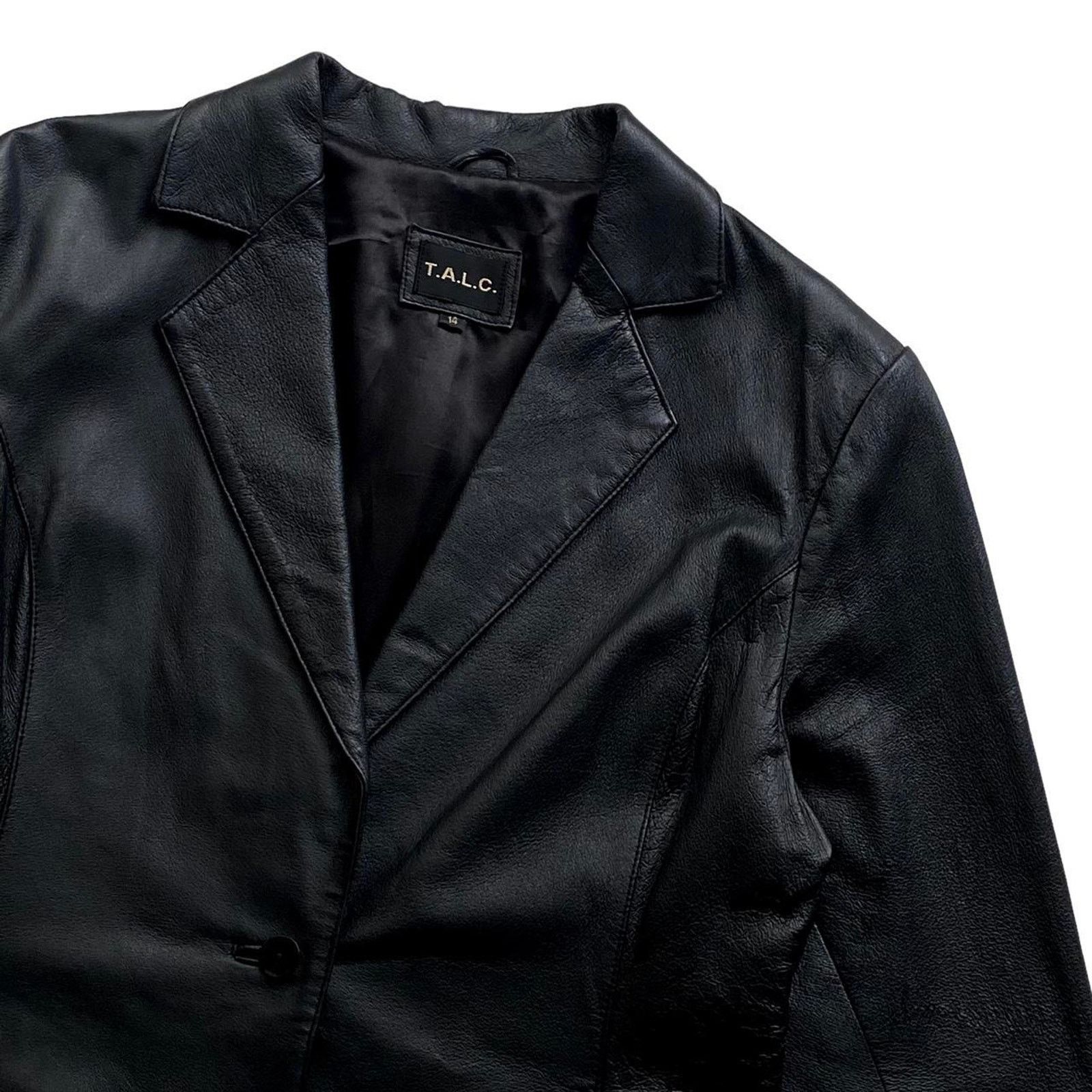 Other × Vintage T.A.L.C 90s Vintage Black Leather Jacket Blazer Style Size L / US 10 / IT 46 - 2 Thumbnail