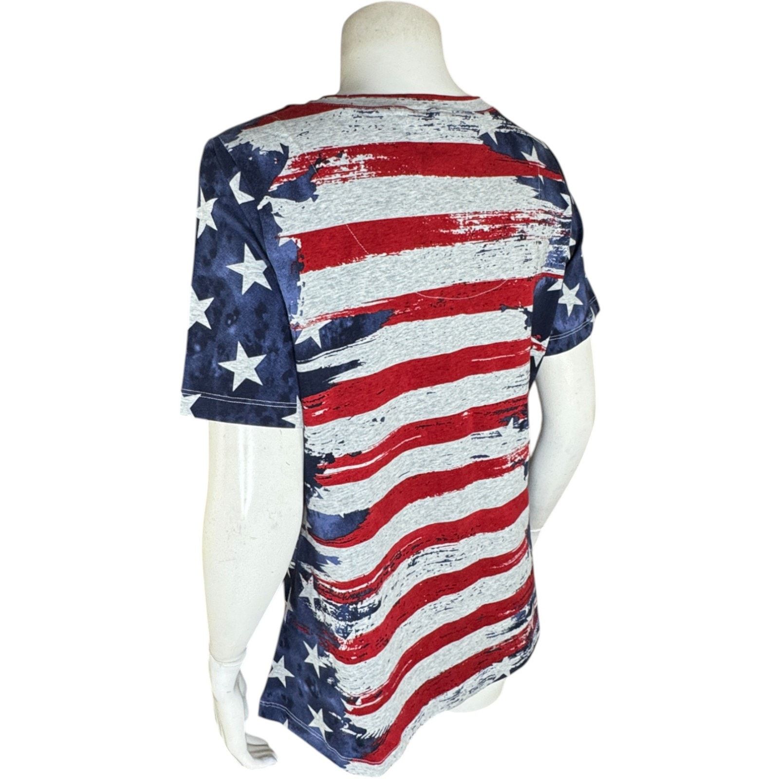 Denim & Co. Denim & Co. American Flag Short Sleeve V-Neck Top Small Size S / US 4 / IT 40 - 3 Thumbnail
