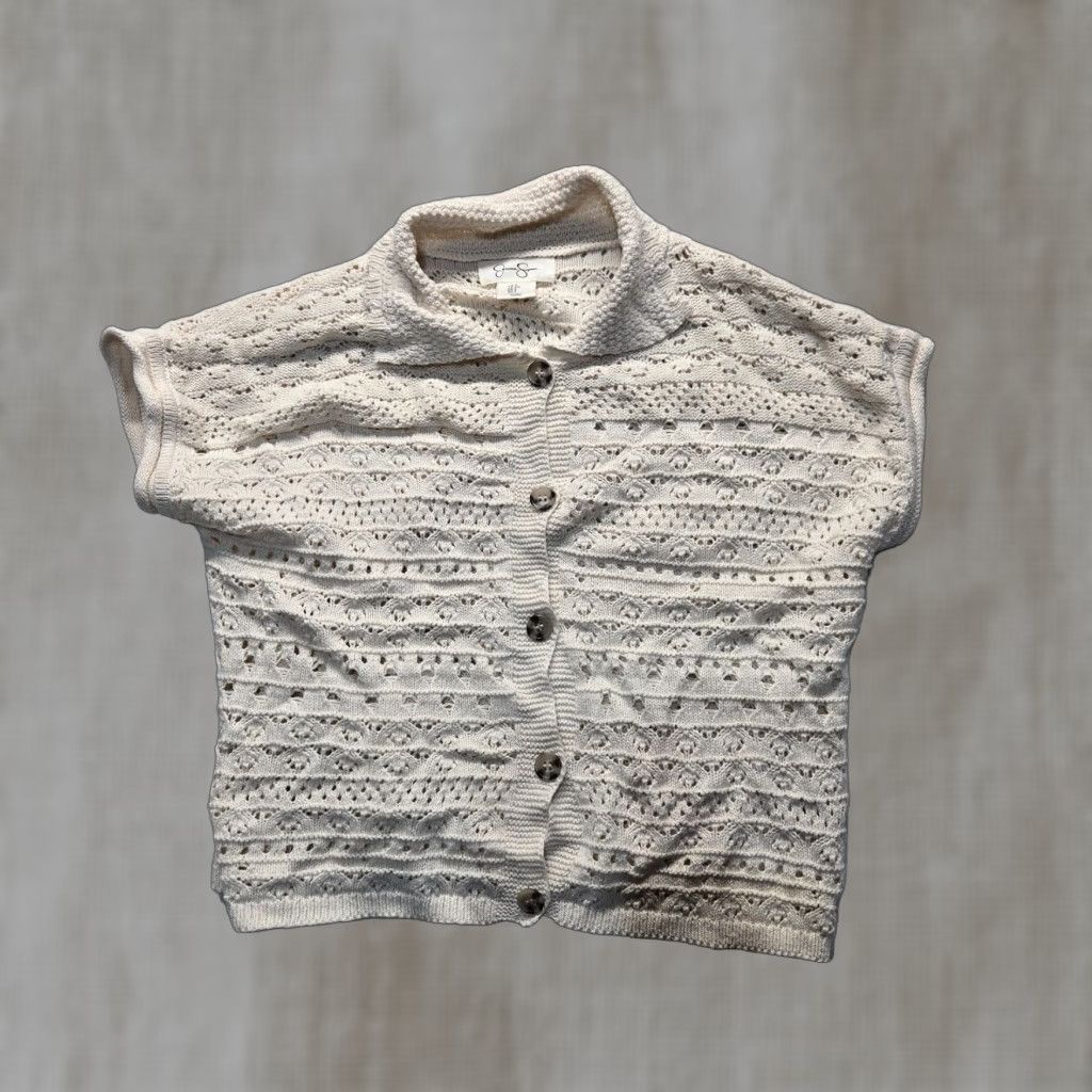 Jessica Simpson Jessica Simpson Cable Knit Sweater Vest Women's Small Ivory Size S / US 4 / IT 40 - 1 Thumbnail