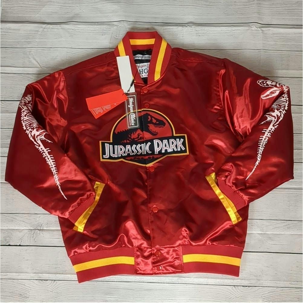 image of Headgear Classics Jurassic Park Satin Jacket Size Medium in Red, Men's
