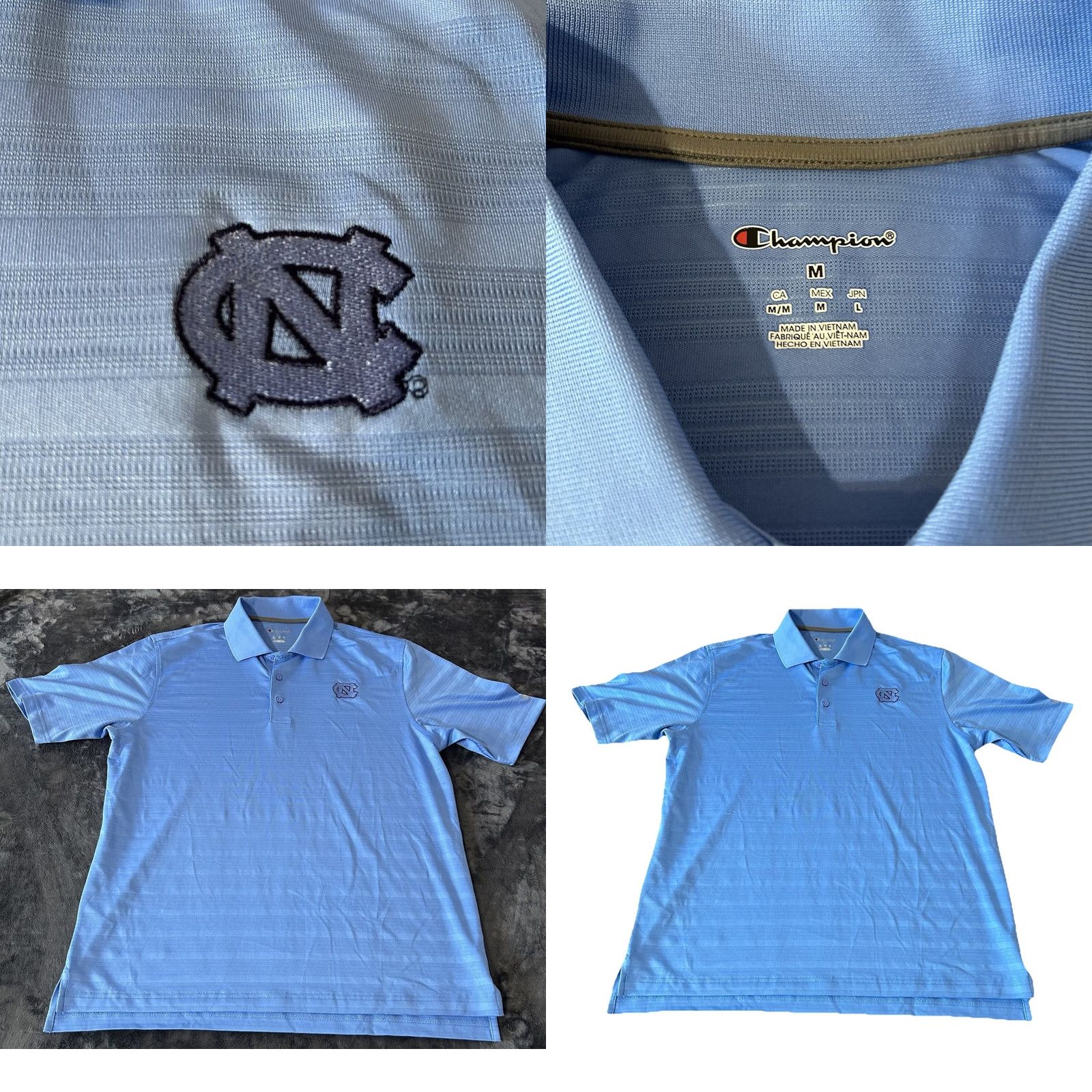 Champion UNC Tar Heels Polo Shirt Men Large Blue Champion Shirt Polo Button Collar Regular Fit Size US L / EU 52-54 / 3 - 10 Thumbnail