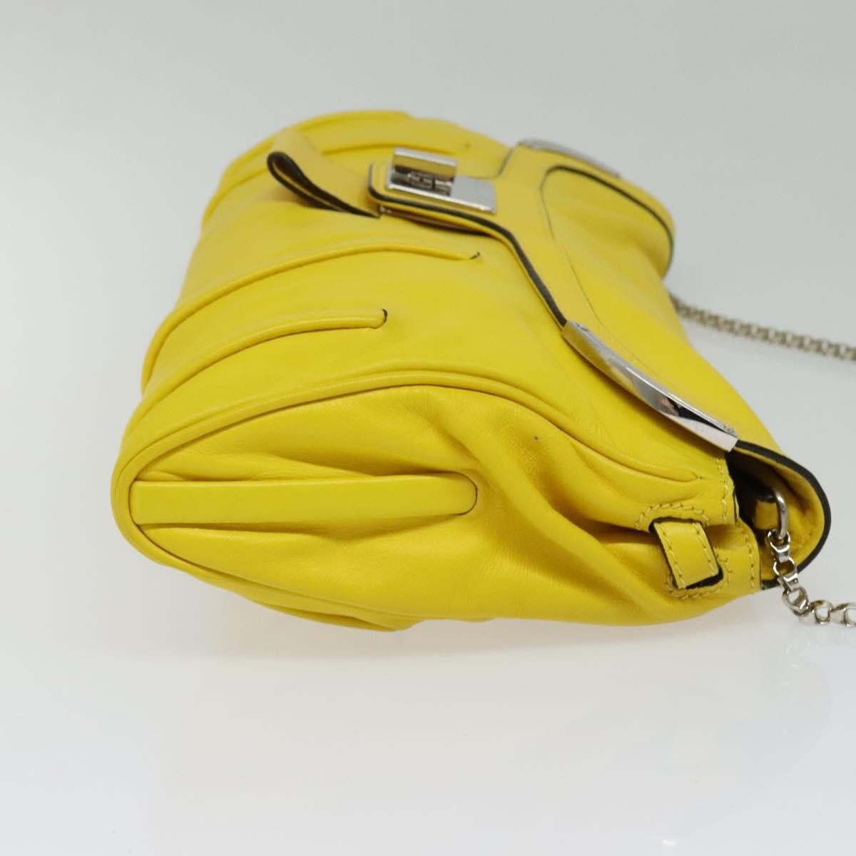 Celine CELINE Chain Shoulder Bag Leather Yellow Silver Size ONE SIZE - 5 Thumbnail