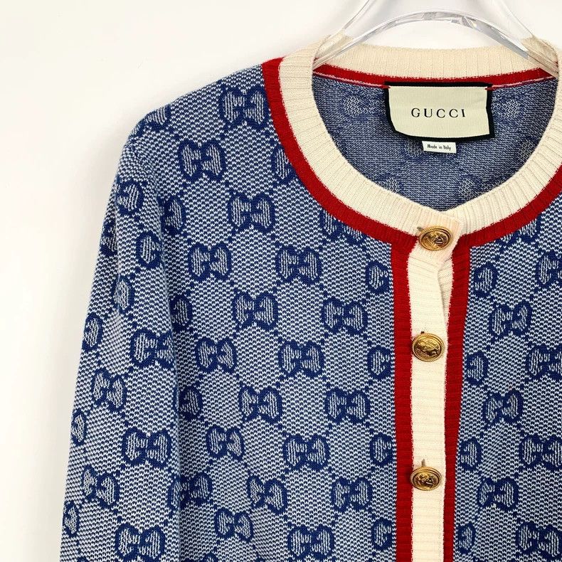 Gucci Gucci Blue logo old flower full print wool round neck long Size US M / EU 48-50 / 2 - 3 Thumbnail