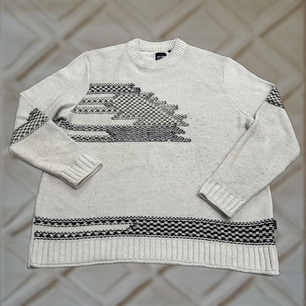 ONLY & SONS ONLY & SONS Sweater Mens 2XL Gray Mock Neck Pullover Knit Graphic Logo Classic Preppy Size US XXL / EU 58 / 5 - 1 Thumbnail