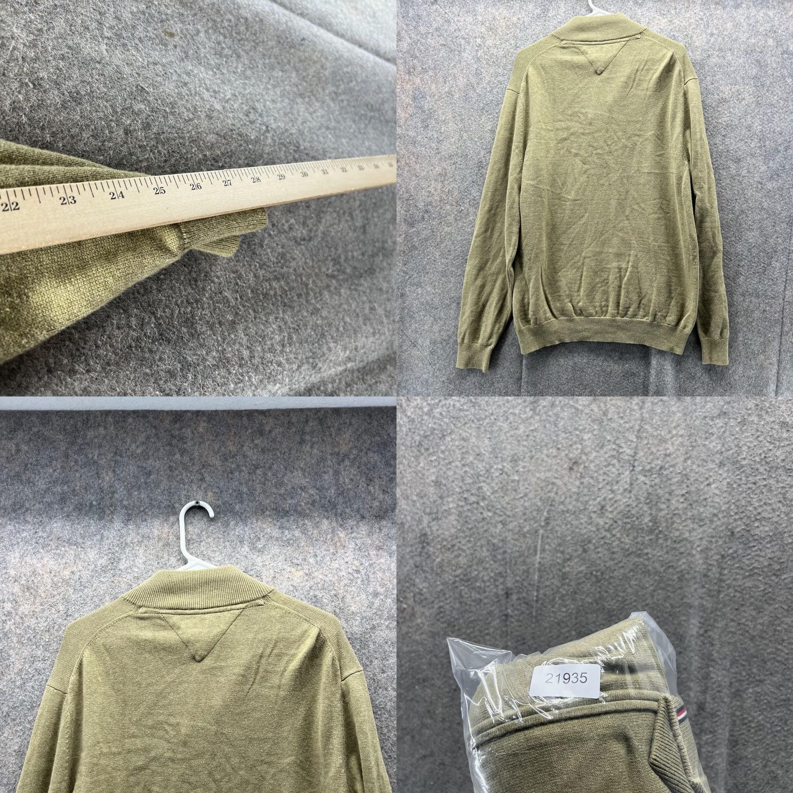 Tommy Hilfiger VINTAGE Tommy Hilfiger Sweater Men XL Olive Premium Cotton Full Zip Bomber Jacket Vtg Size US XL / EU 56 / 4 - 8 Thumbnail