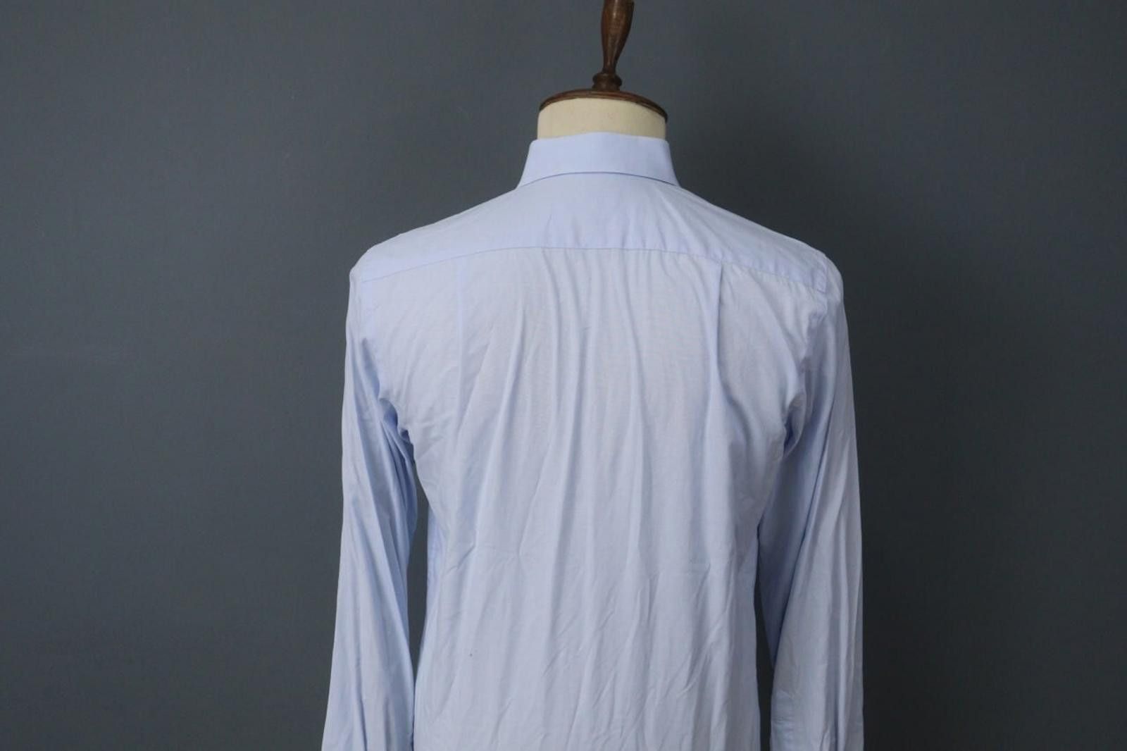Designer Boggi Blue Cotton Collared Button Front Dress Shirt Size 40 Size 38R - 8 Thumbnail
