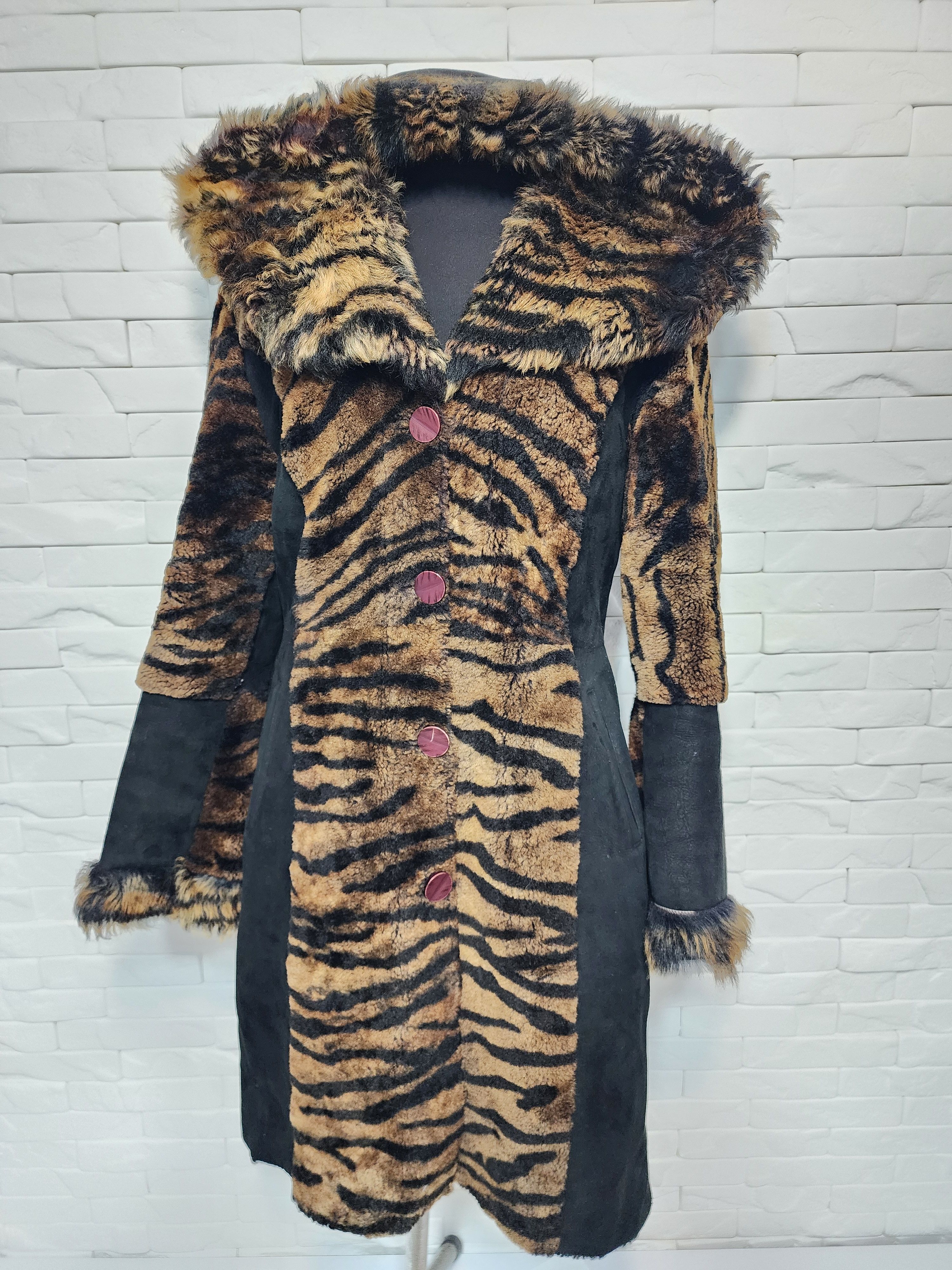 Designer Brown Women's Sheepskin Coat Size L / US 10 / IT 46 - 1 Thumbnail