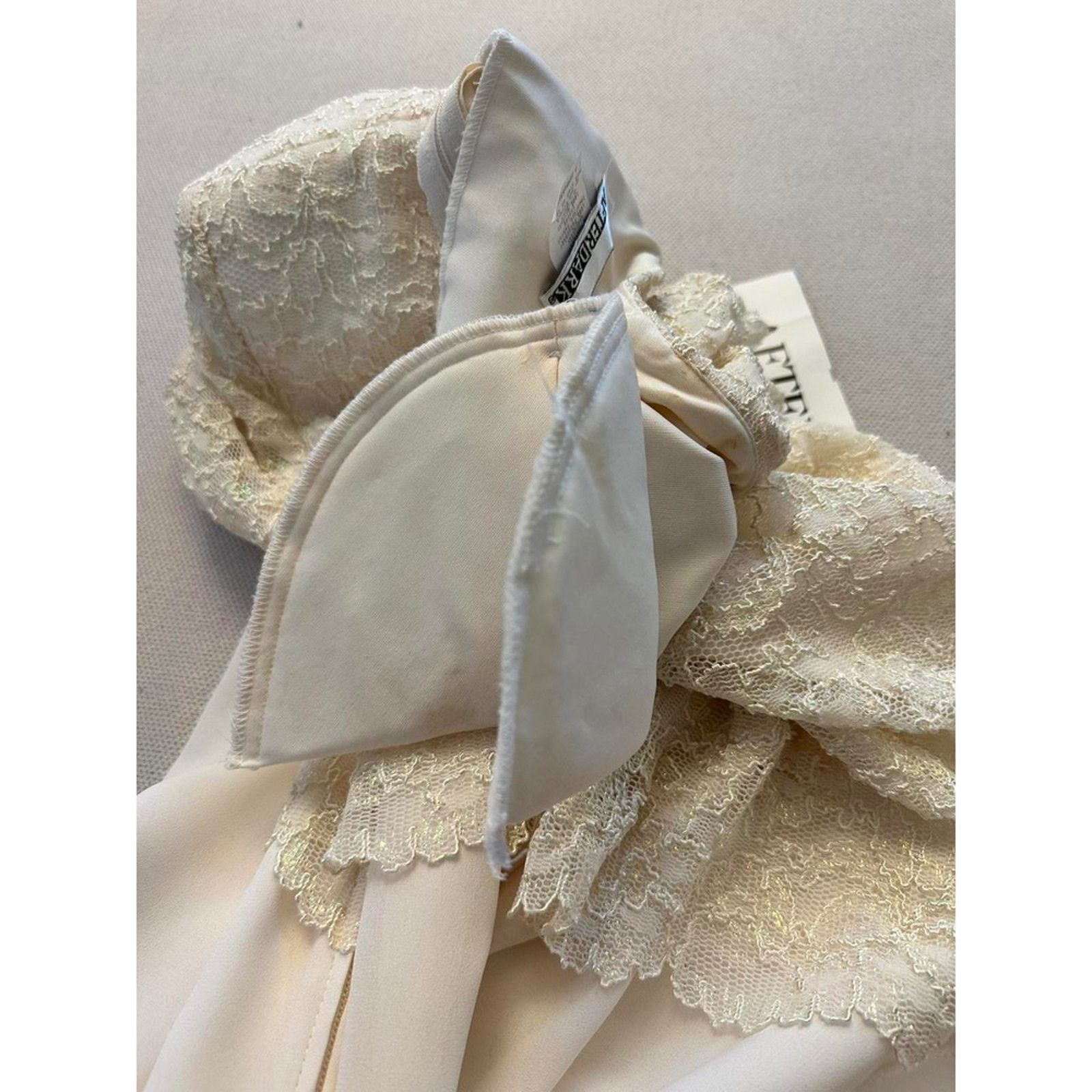 Other 80s Vintage wedding dress shoulder pad lace petite 10p Size L / US 10 / IT 46 - 5 Thumbnail