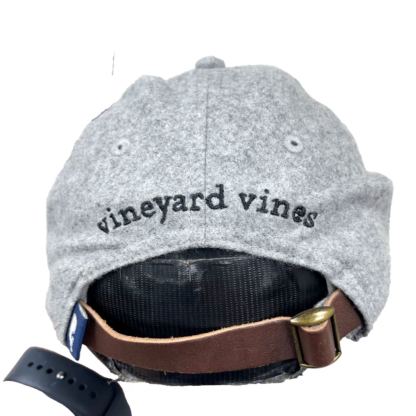 Vineyard Vines Vineyard Vines Hat Cap Wool Heather Gray Leather Strap Back Adjustable Size ONE SIZE - 2 Thumbnail