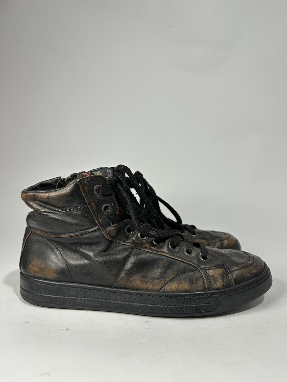 Vintage Prada High Top Leather Sneaker.