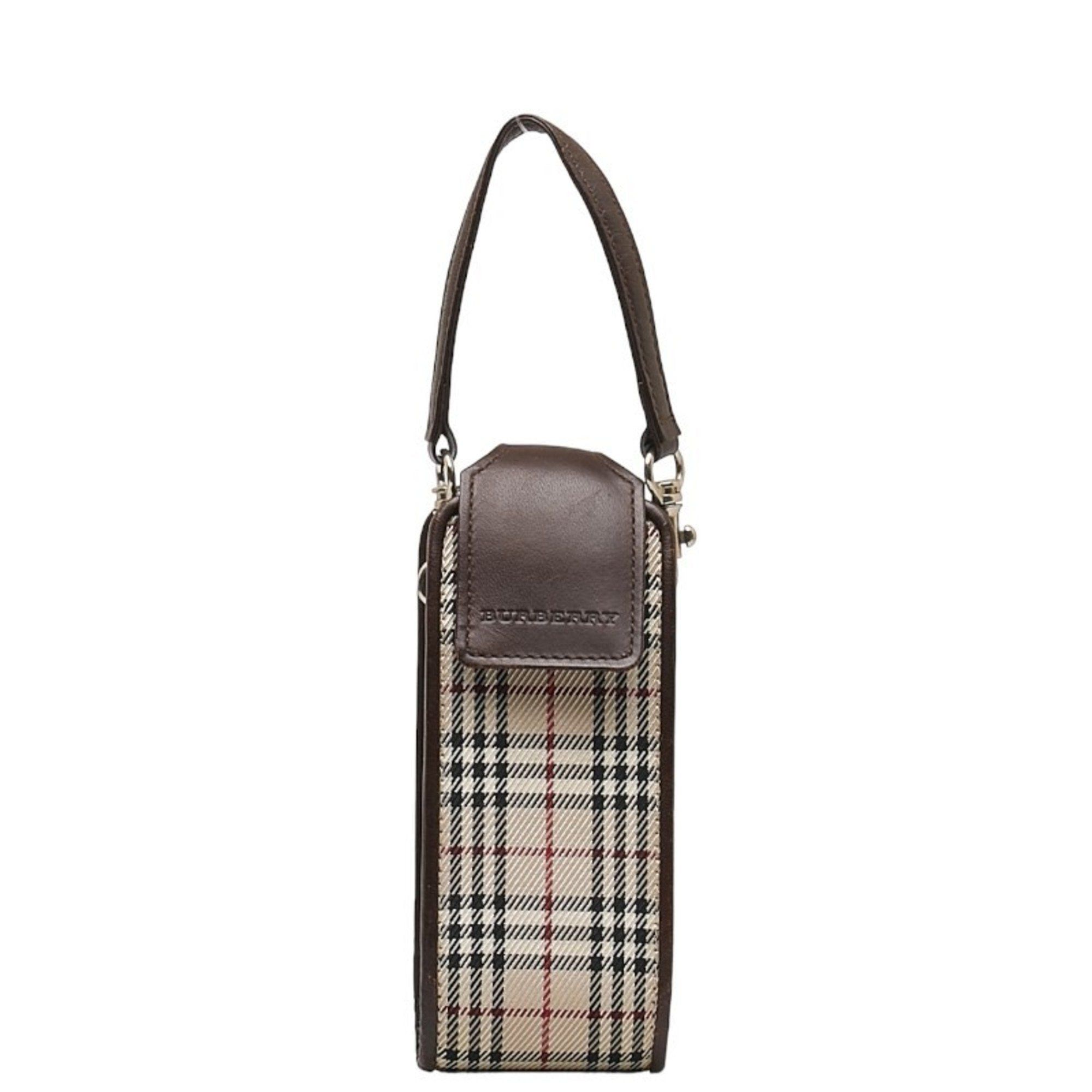 image of Burberry Nova Check Pouch Beige Multicolor Canvas Leather Women's in White