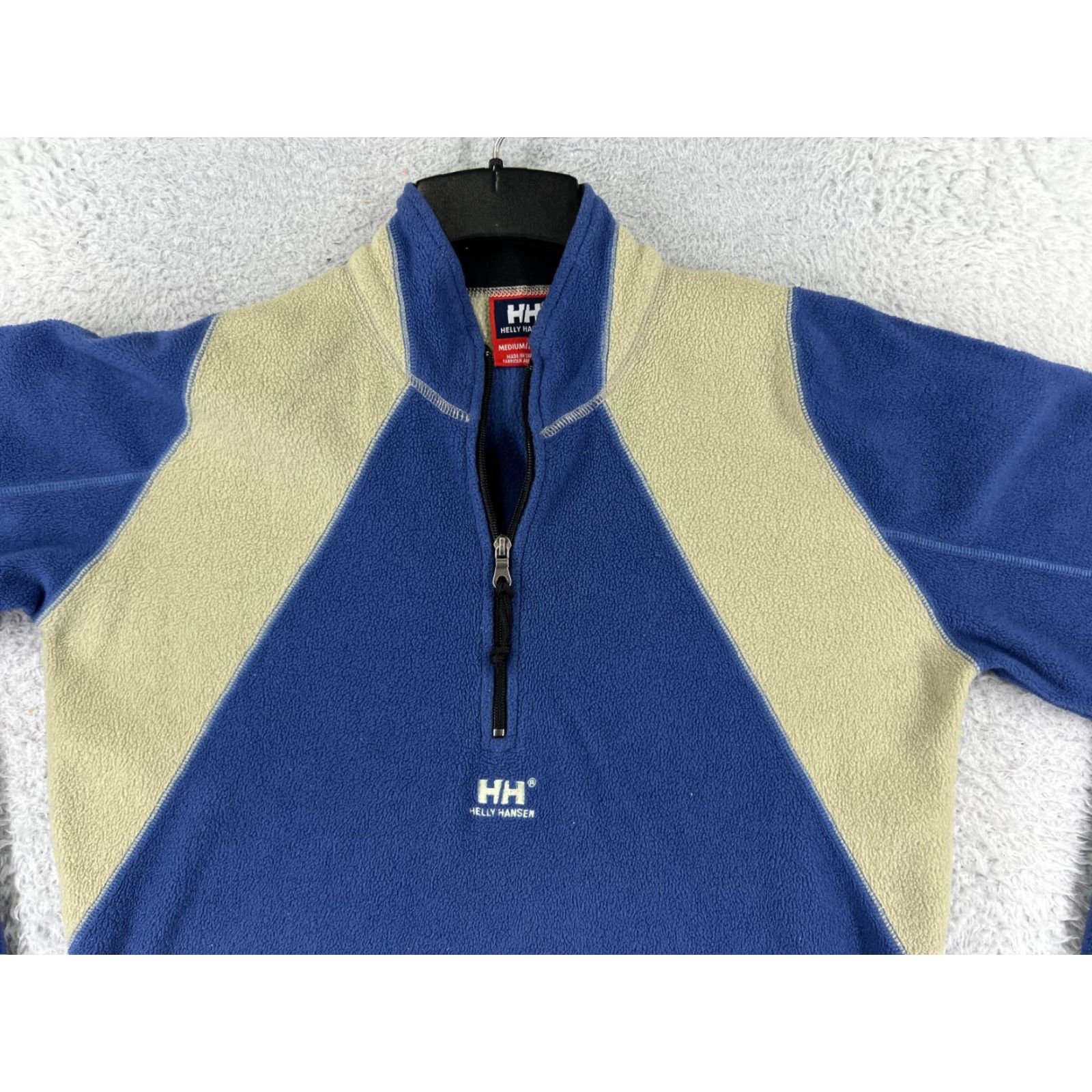 Helly Hansen Helly Hansen Sweater Mens Medium Blue Beige Long Sleeve 1/4 Zip Fleece Polyester Size US M / EU 48-50 / 2 - 7 Thumbnail