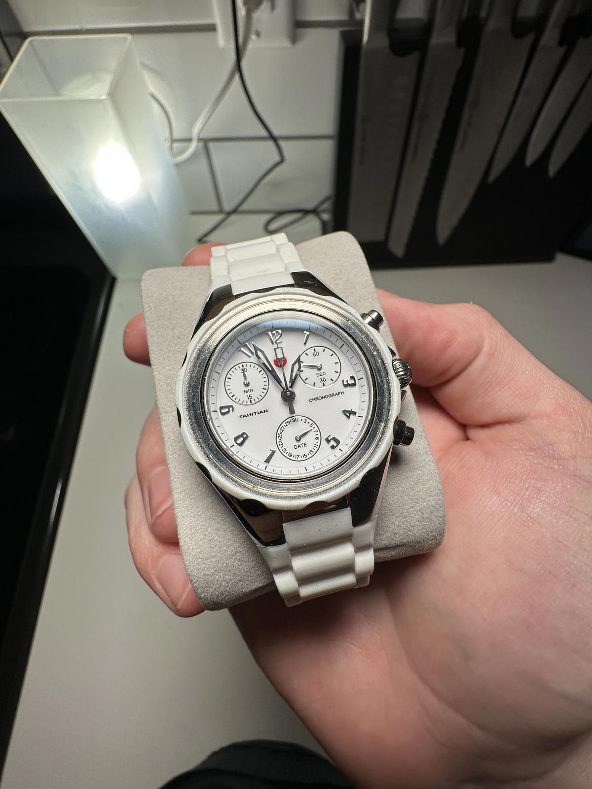 Jean-Michel Basquiat Michele White Chronograph Watch with Silicone Strap Size ONE SIZE - 1 Thumbnail
