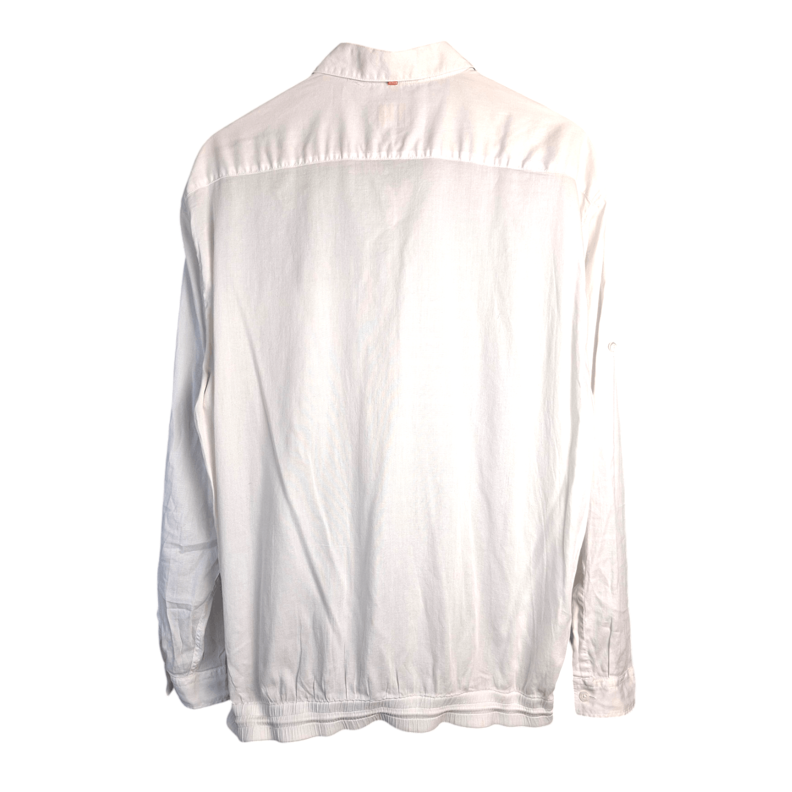 Hugo Boss Hugo Boss White Cotton Shirt Drawstring Hem Roll Tab Sleeve Size US L / EU 52-54 / 3 - 9 Thumbnail