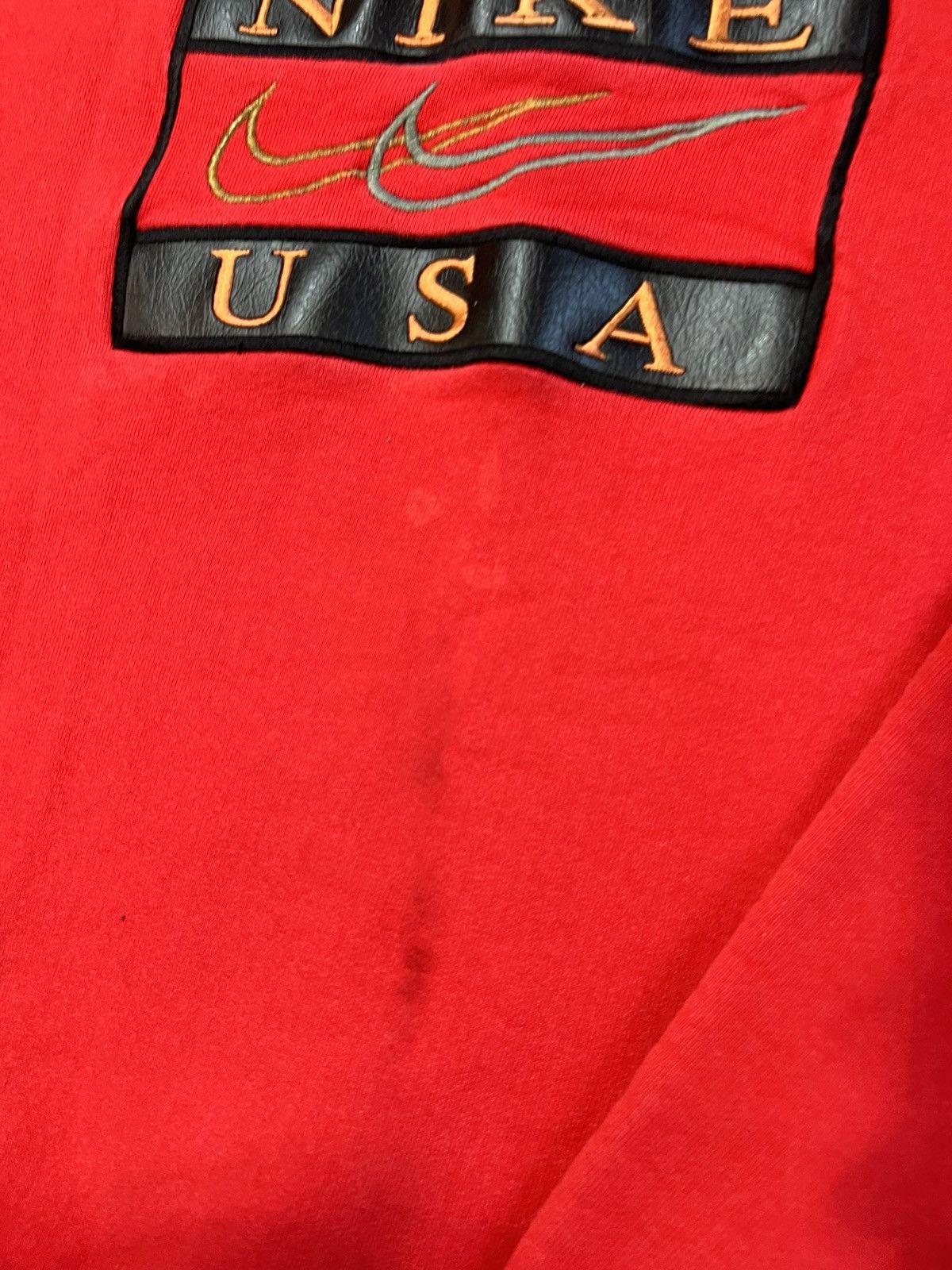 Nike × Vintage Vintage 90s Nike Swoosh Logo Crewneck Sweatshirt Leather Size US XL / EU 56 / 4 - 4 Thumbnail