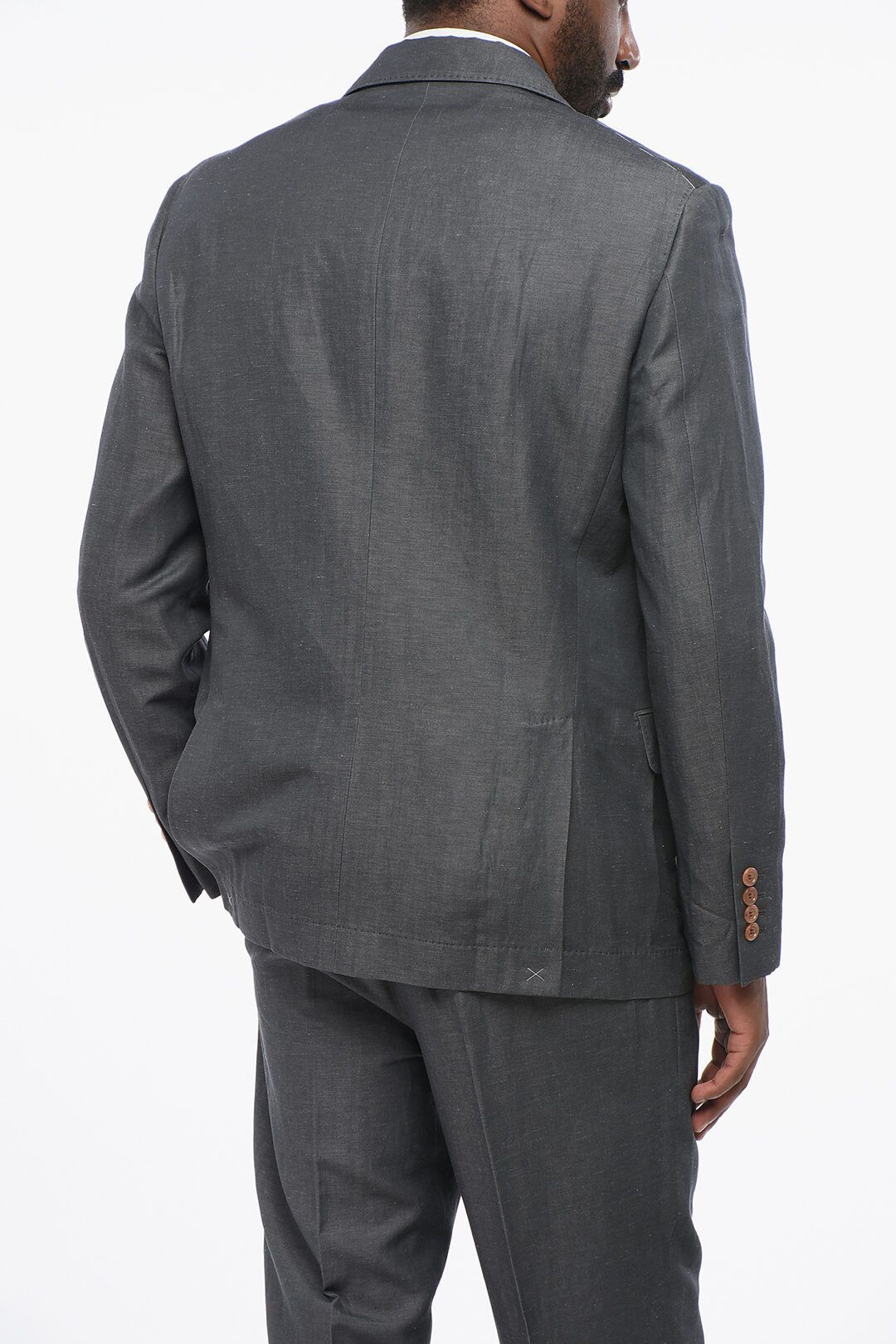 Brunello Cucinelli og1mm0725 Single-breasted Linen Blend Suit in Dark Grey Size US XL / EU 56 / 4 - 5 Thumbnail