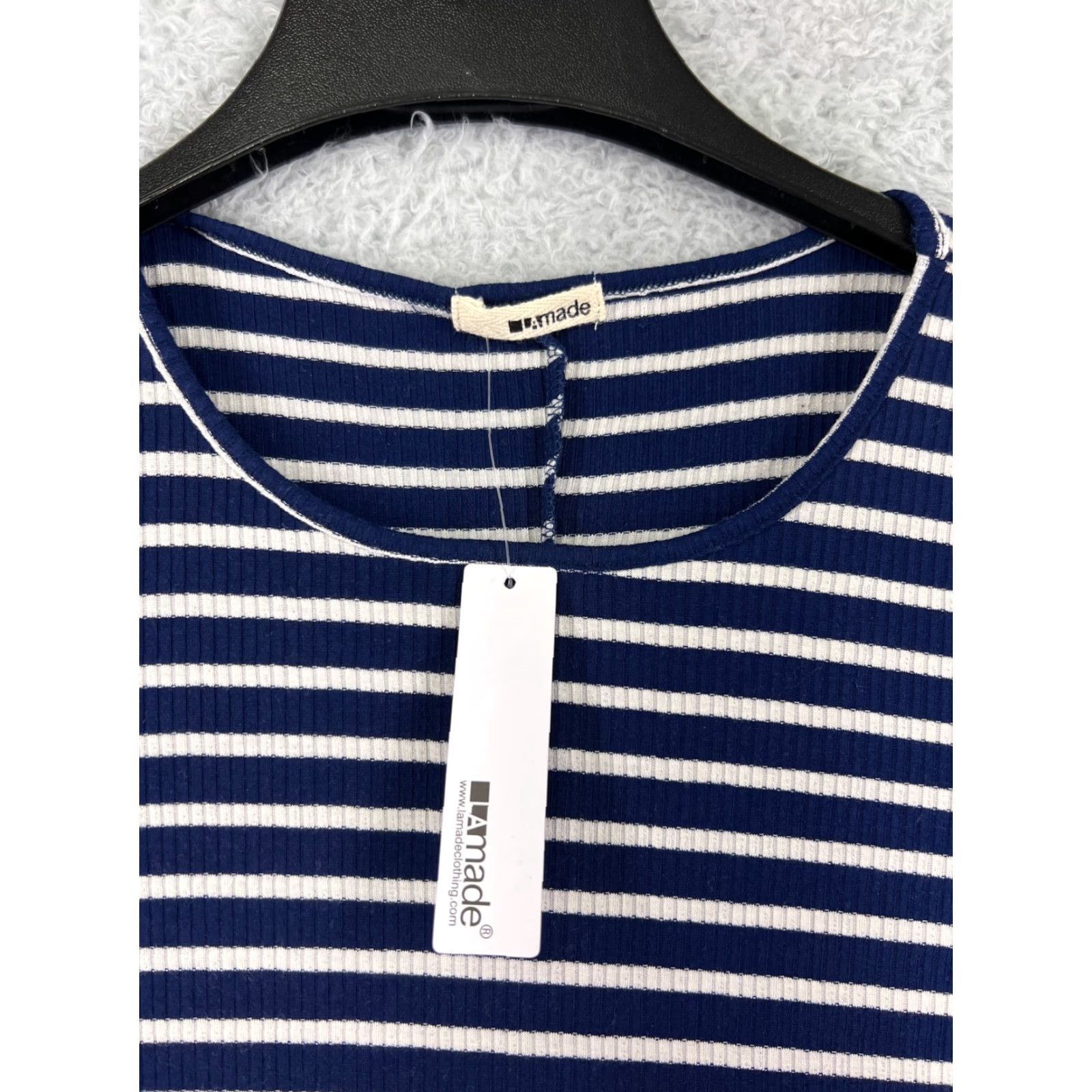 Vintage LA made Dress Womens Mini Striped Blue White Long Sleeve Polyester Blend Dress Size M / US 6-8 / IT 42-44 - 3 Thumbnail