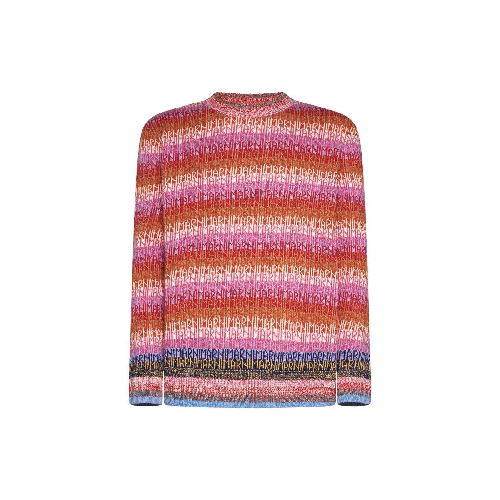 Marni Marni Striped Logo Knit Multicolor Wool Crew Sweater Size US S / EU 44-46 / 1 - 1 Thumbnail