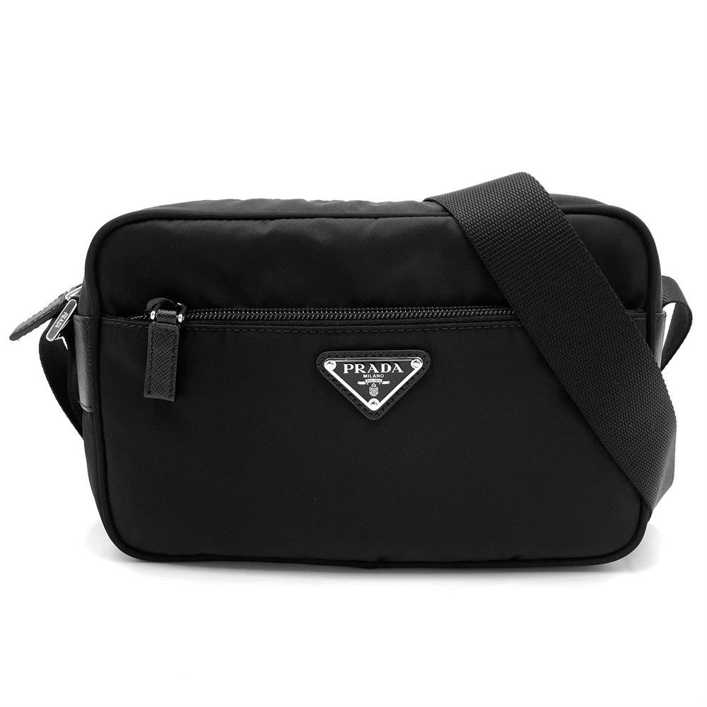 Prada Prada Shoulder Bag Crossbody Nylon Leather Black Silver Hardware ...