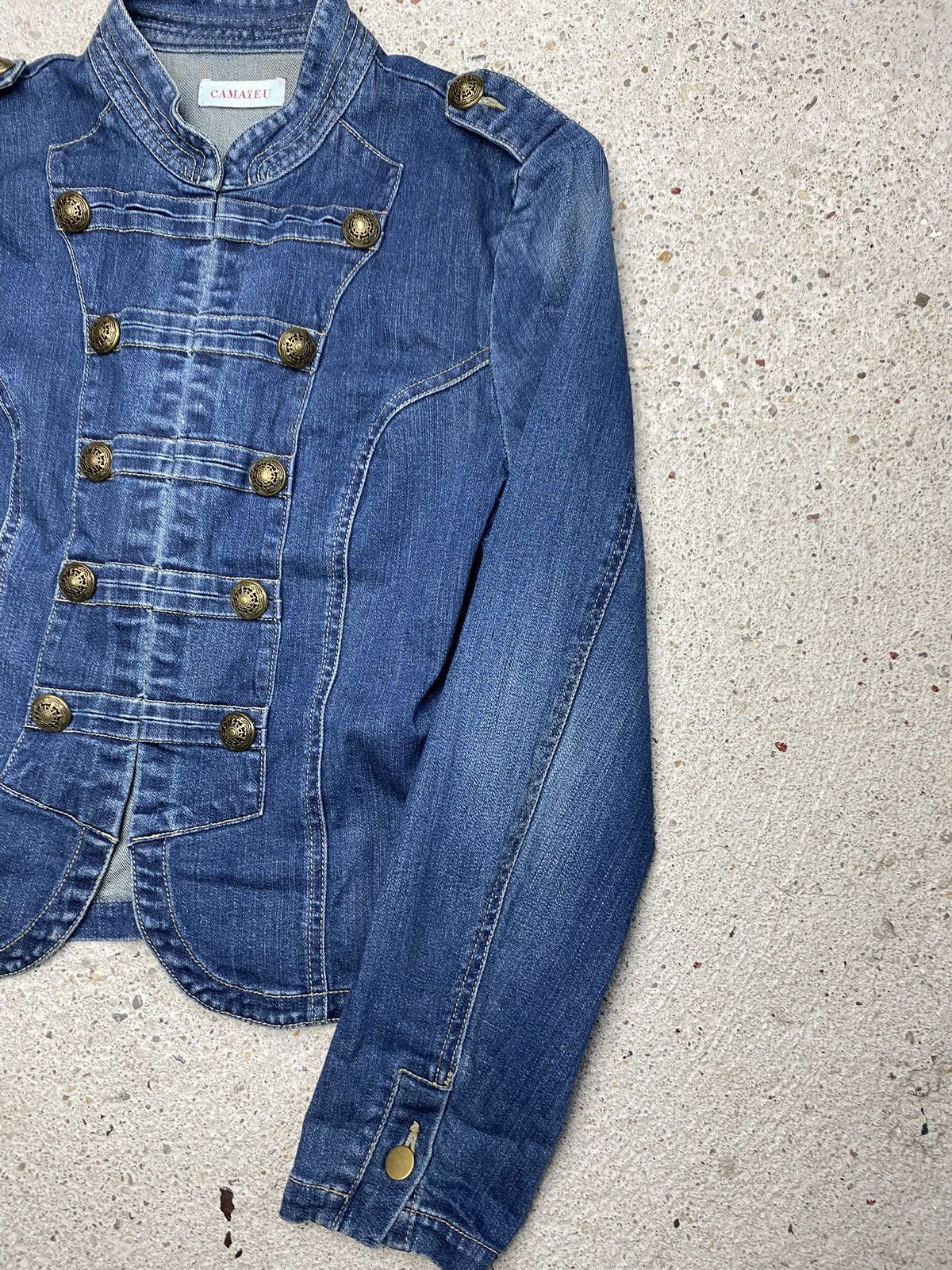 Japanese Brand Vintage napoleon jacket denim blue Size S / US 4 / IT 40 - 3 Thumbnail