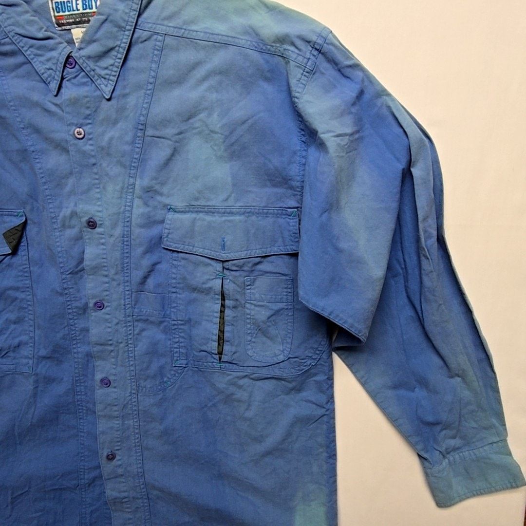 Bugle Boy Vintage Bugle Boy Blue Button-Up Logo Patch M Shirt 90s Size US XL / EU 56 / 4 - 2 Thumbnail